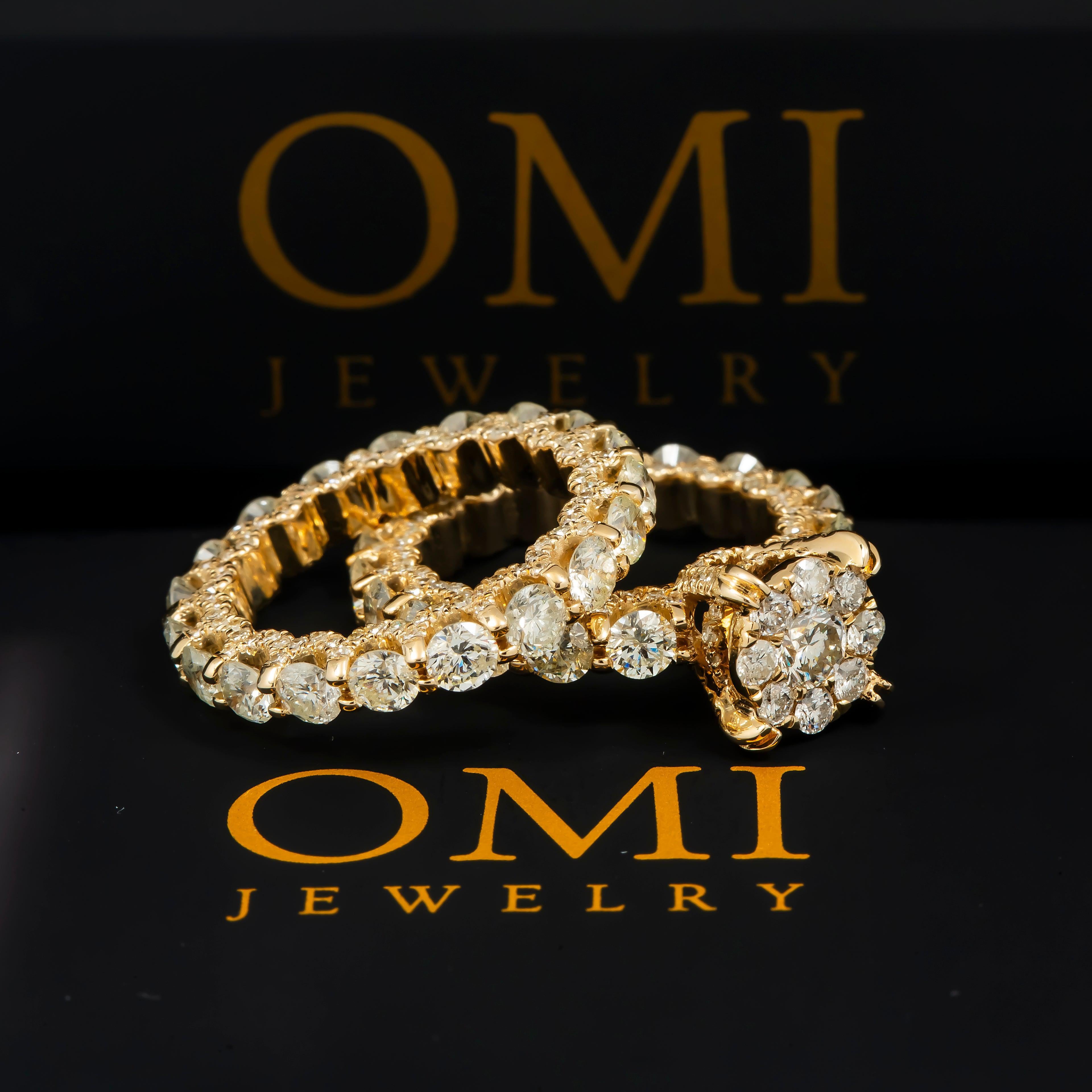 14K GOLD ROUND DIAMOND BRIDAL SET 9.36 CT