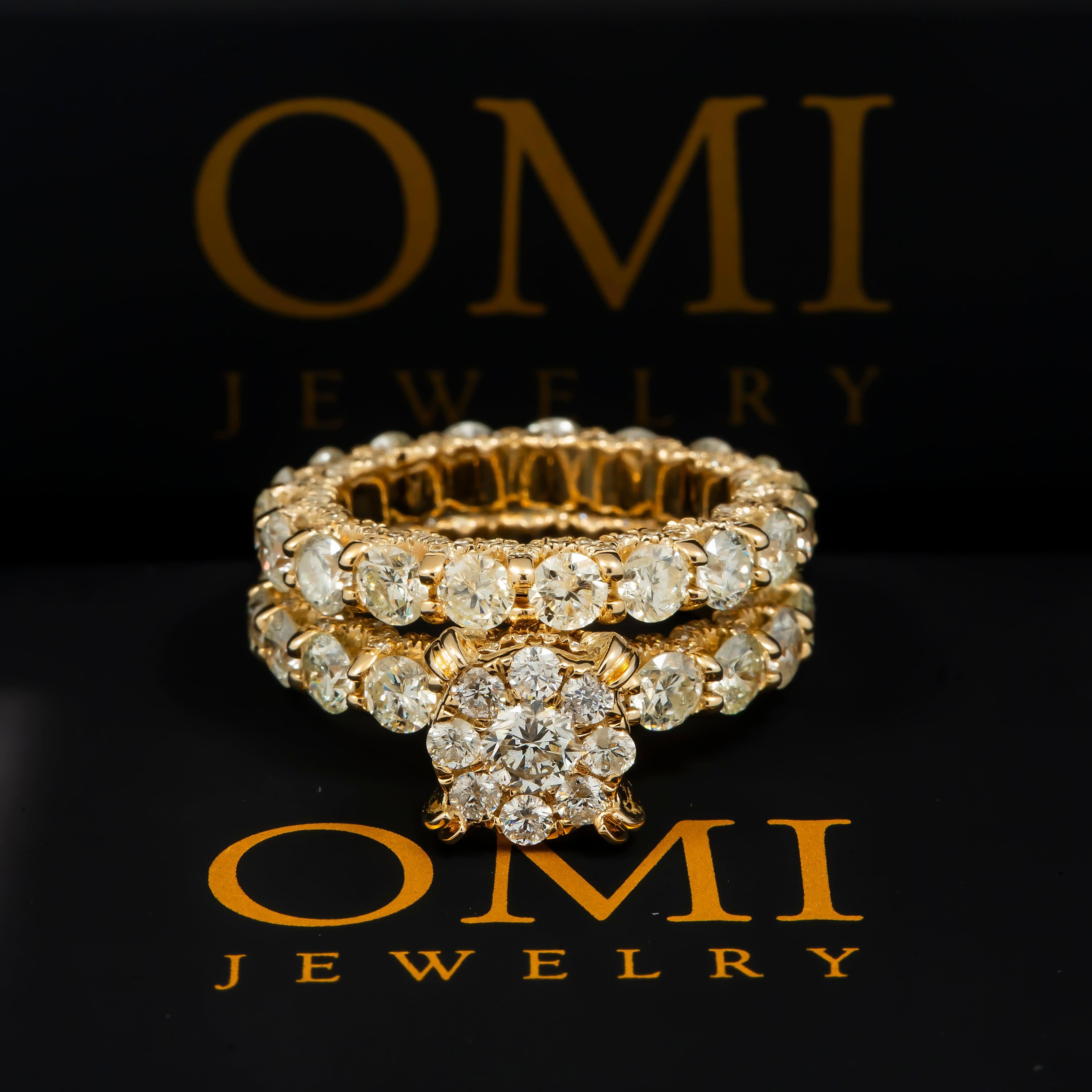 14K GOLD ROUND DIAMOND BRIDAL SET 9.36 CT