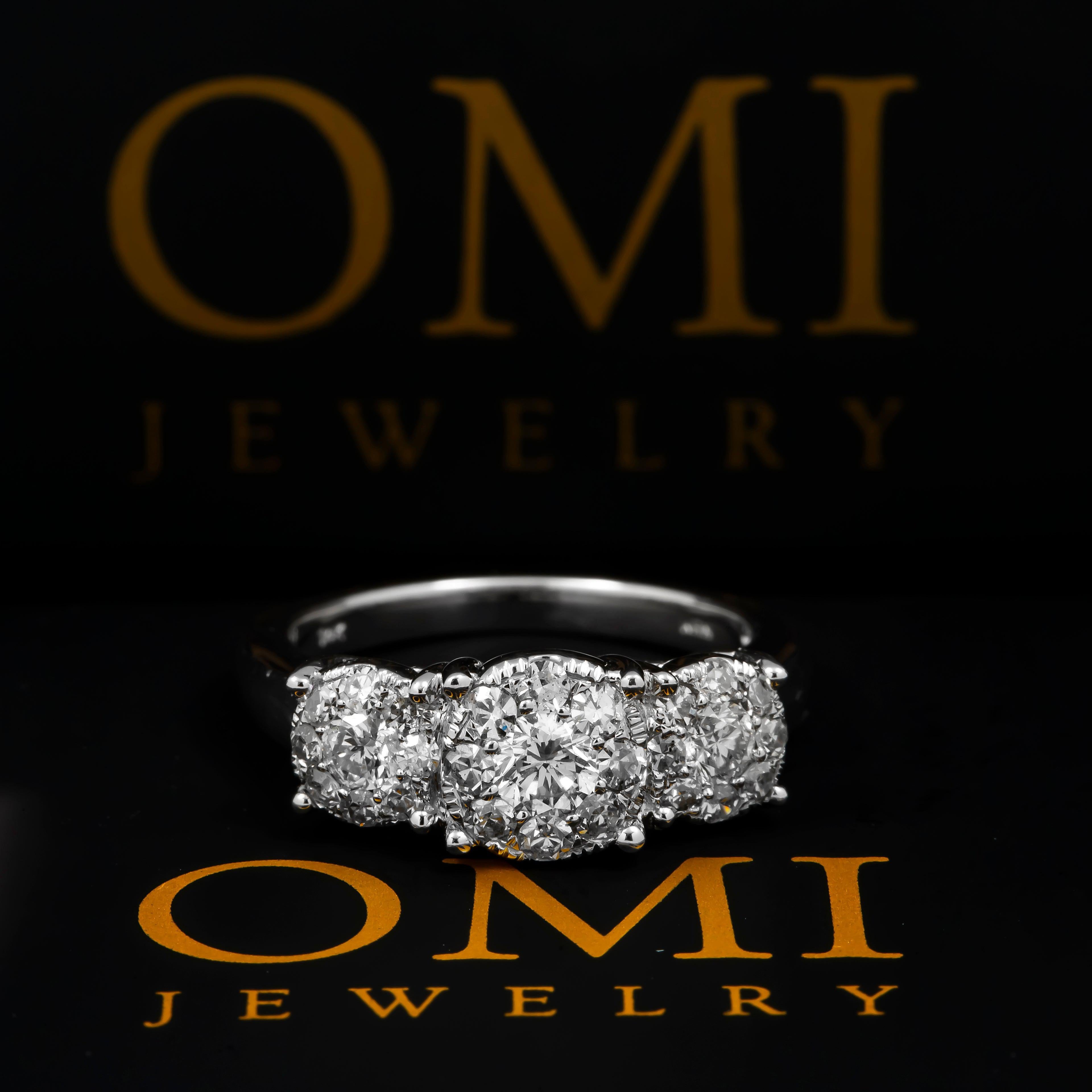 14K GOLD ROUND DIAMOND ENGAGEMENT RING 1.10 CT