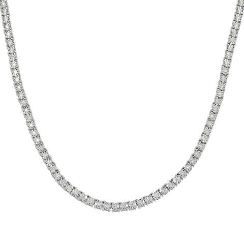 10K GOLD TRICOLOR 3.3MM ROUND DIAMOND TENNIS CHAIN 3.65 CT