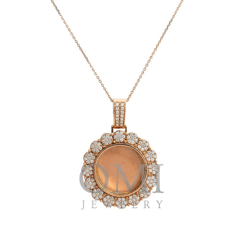 14K GOLD SUNFOLOWER PICTURE PENDANT WITH 1.52 CT ROUND DIAMONDS