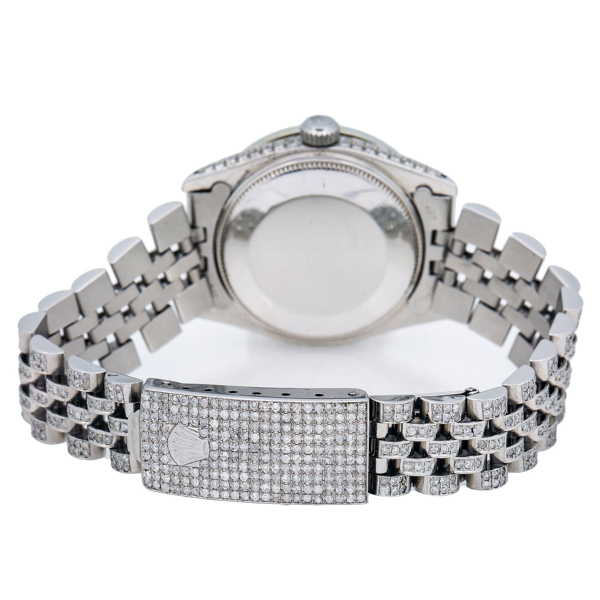 Rolex Datejust 31MM 78274 White Roman Diamond Dial Diamond Bezel Stainless Steel Full Diamond Jubilee Bracelet