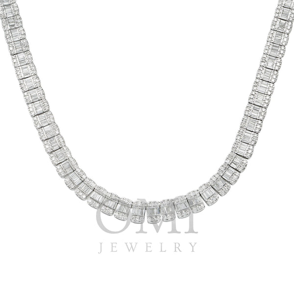 10K GOLD 9MM BAGUETTE AND ROUND DIAMOND CHAIN 19.99 CT