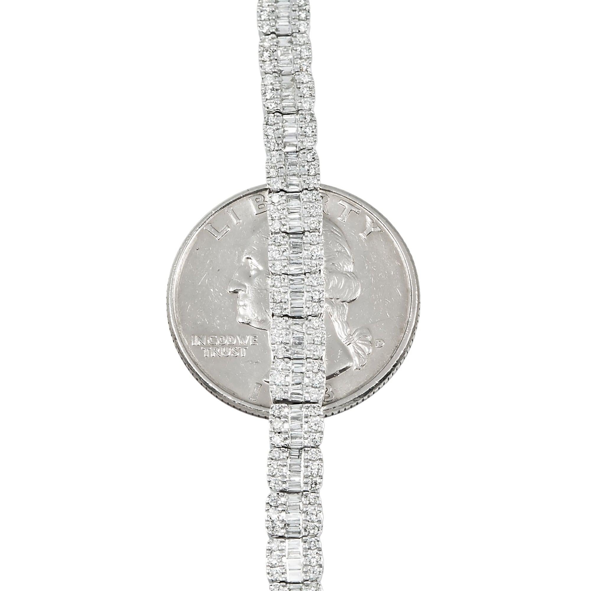 10K GOLD 5MM BAGUETTE AND ROUND DIAMOND CHAIN 10.22 CT