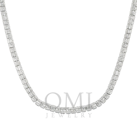 10K GOLD 5MM BAGUETTE AND ROUND DIAMOND CHAIN 10.22 CT