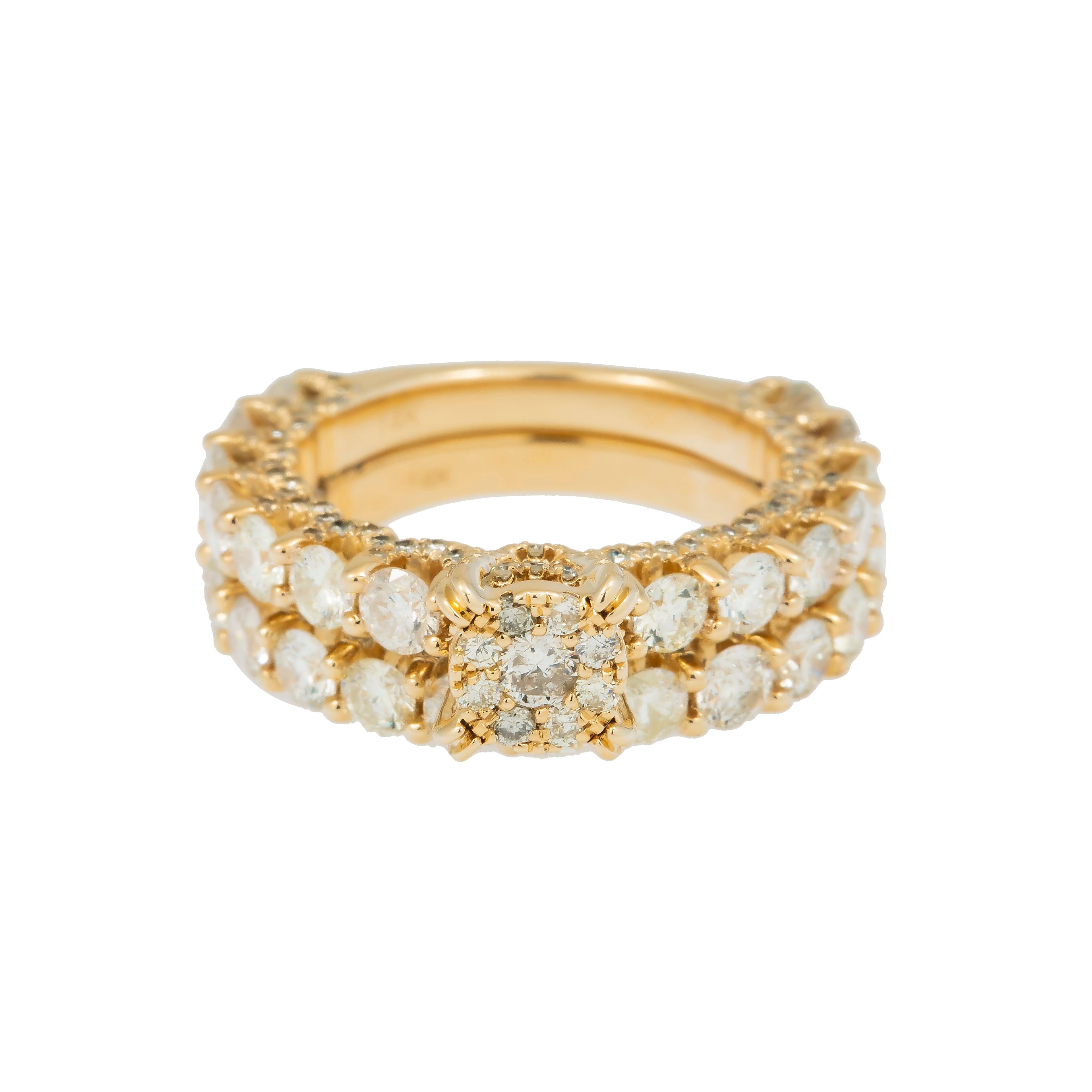 14K GOLD ROUND DIAMOND CLUSTER BRIDAL SET 6.54 CT