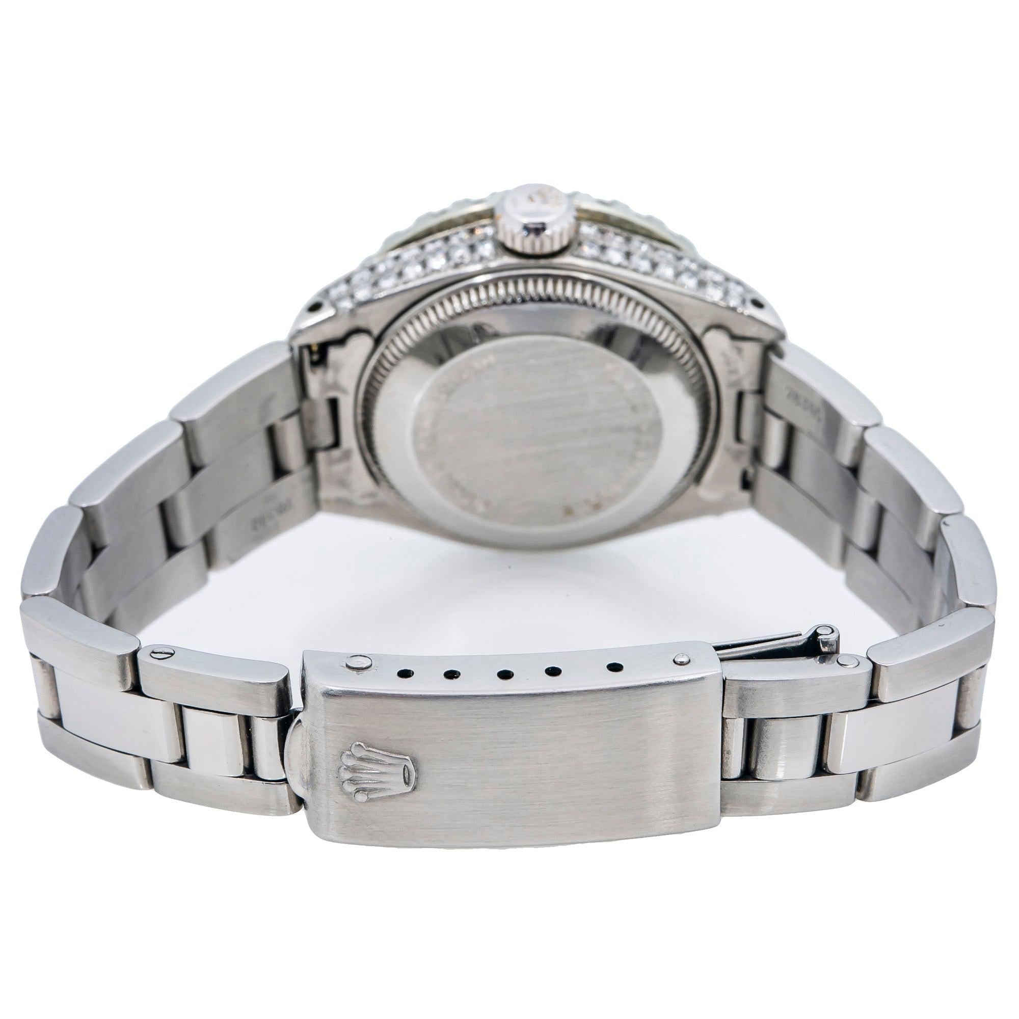 Rolex Datejust 26MM 69160 Pink Mother of Pearl Diamond Dial Diamond Bezel Stainless Steel Oyster Bracelet