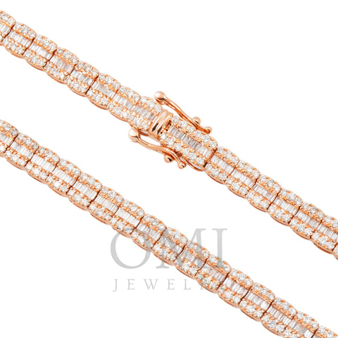 10K GOLD 5MM BAGUETTE AND ROUND DIAMOND CHAIN 10.22 CT