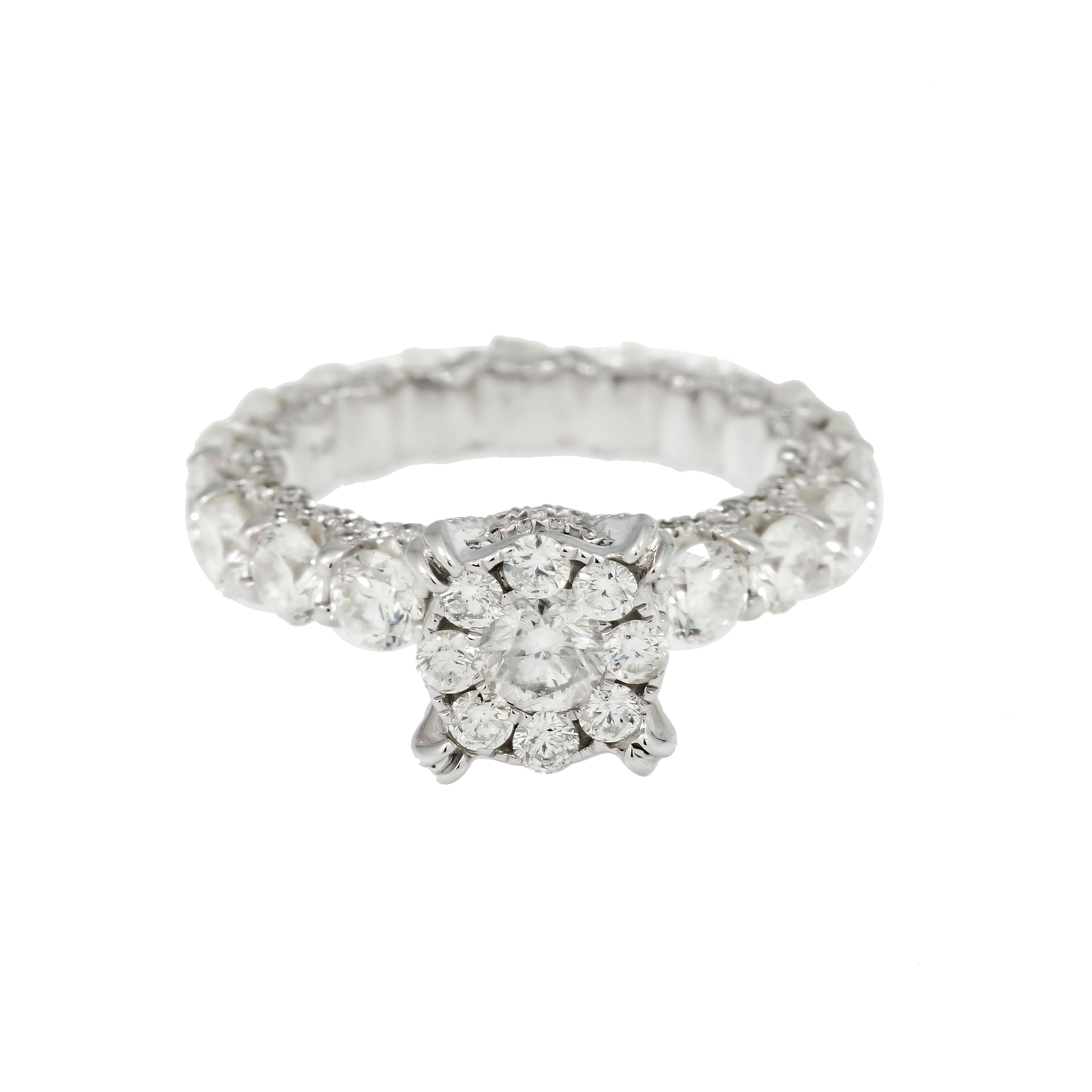 14K GOLD ROUND DIAMOND CLUSTER ENGAGEMENT RING 4.88 CT