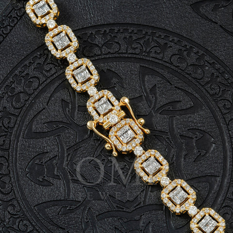 10K GOLD BAGUETTE AND ROUND CLUSTER DIAMOND SQUARE SHAPED CHAIN 120.50 CT