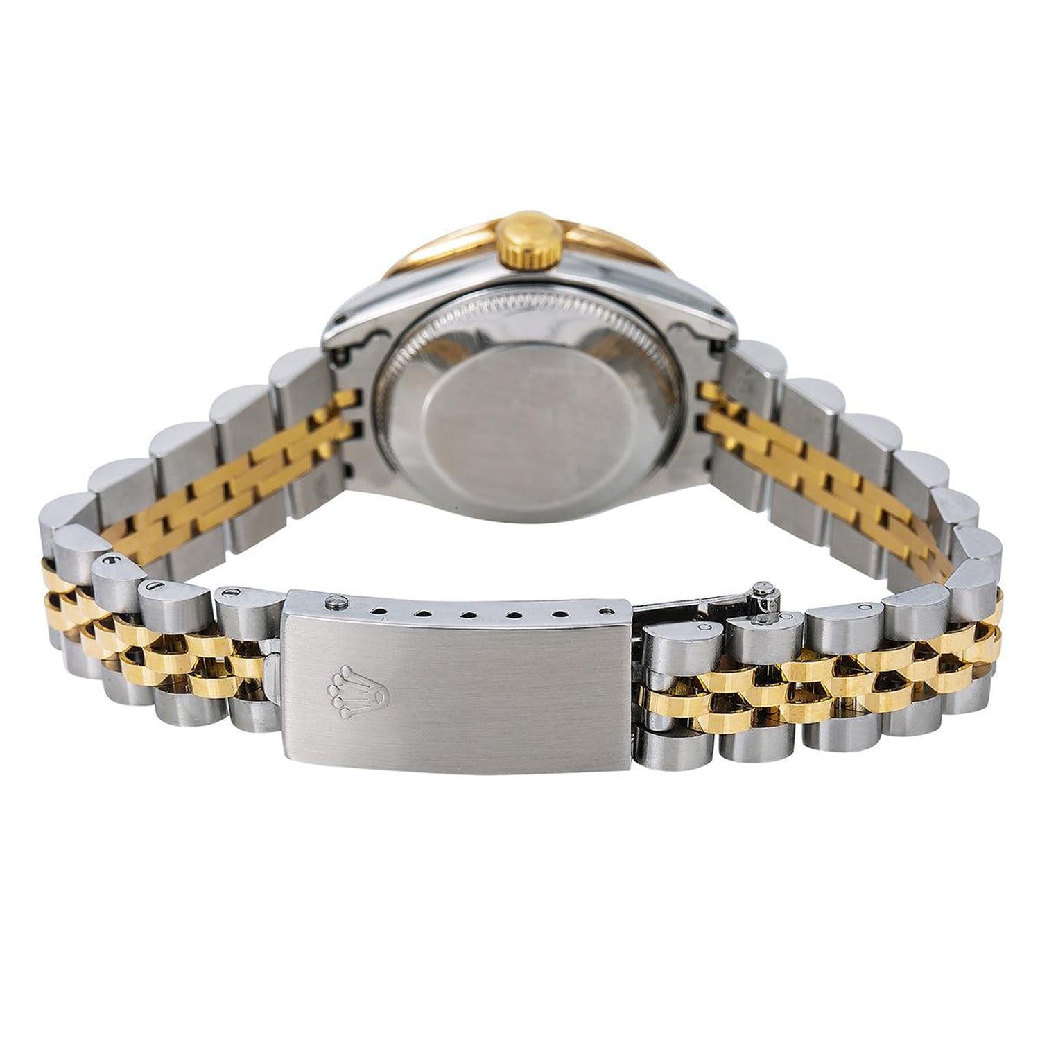 Rolex Datejust 26MM 69173 Pink Mother of Pearl Diamond Dial Diamond Bezel Two Tone Yellow Gold Jubilee Bracelet