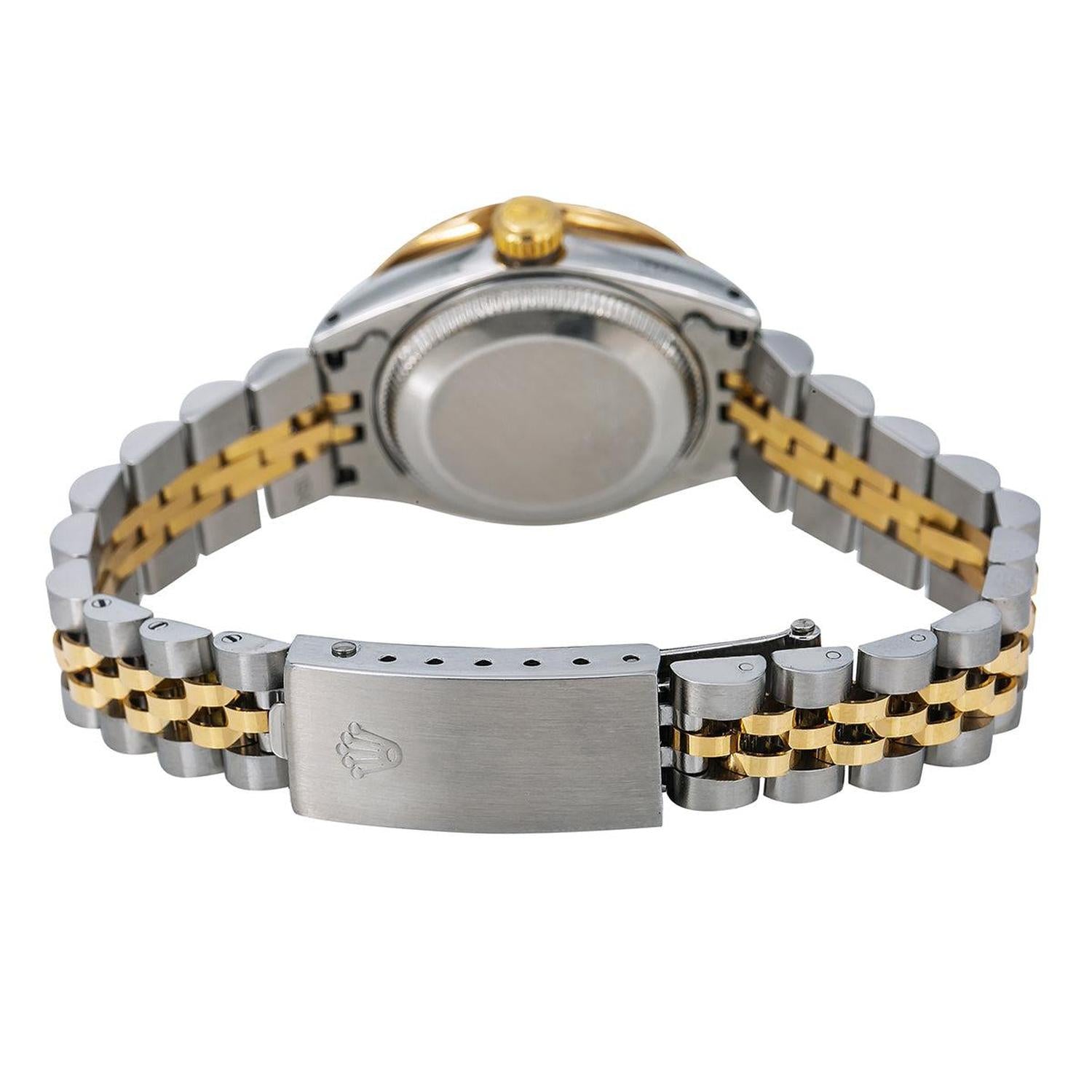 Rolex Datejust 26MM 69173 Red Diamond Dial Diamond Bezel Two Tone Yellow Gold Jubilee Bracelet