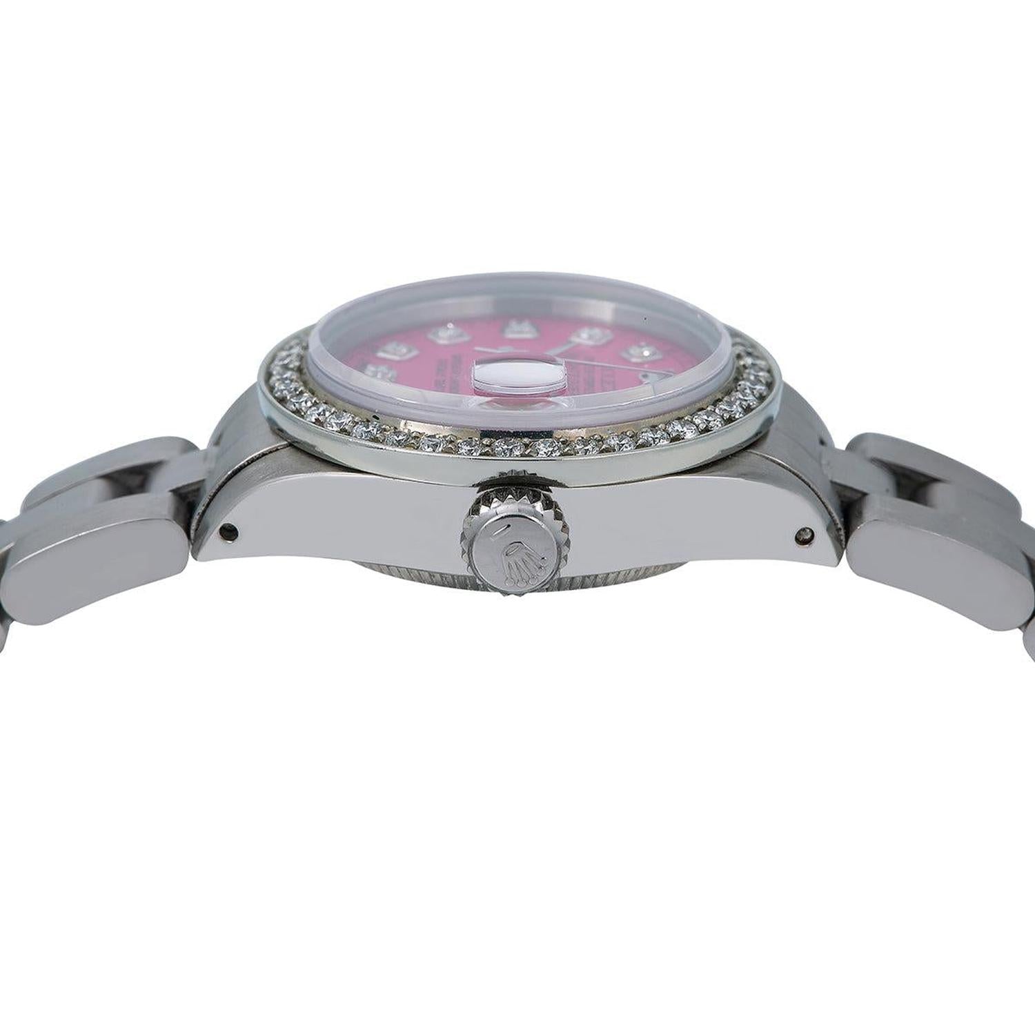 Rolex Datejust 26MM 69160 Pink Diamond Dial Diamond Bezel Stainless Steel Oyster Bracelet