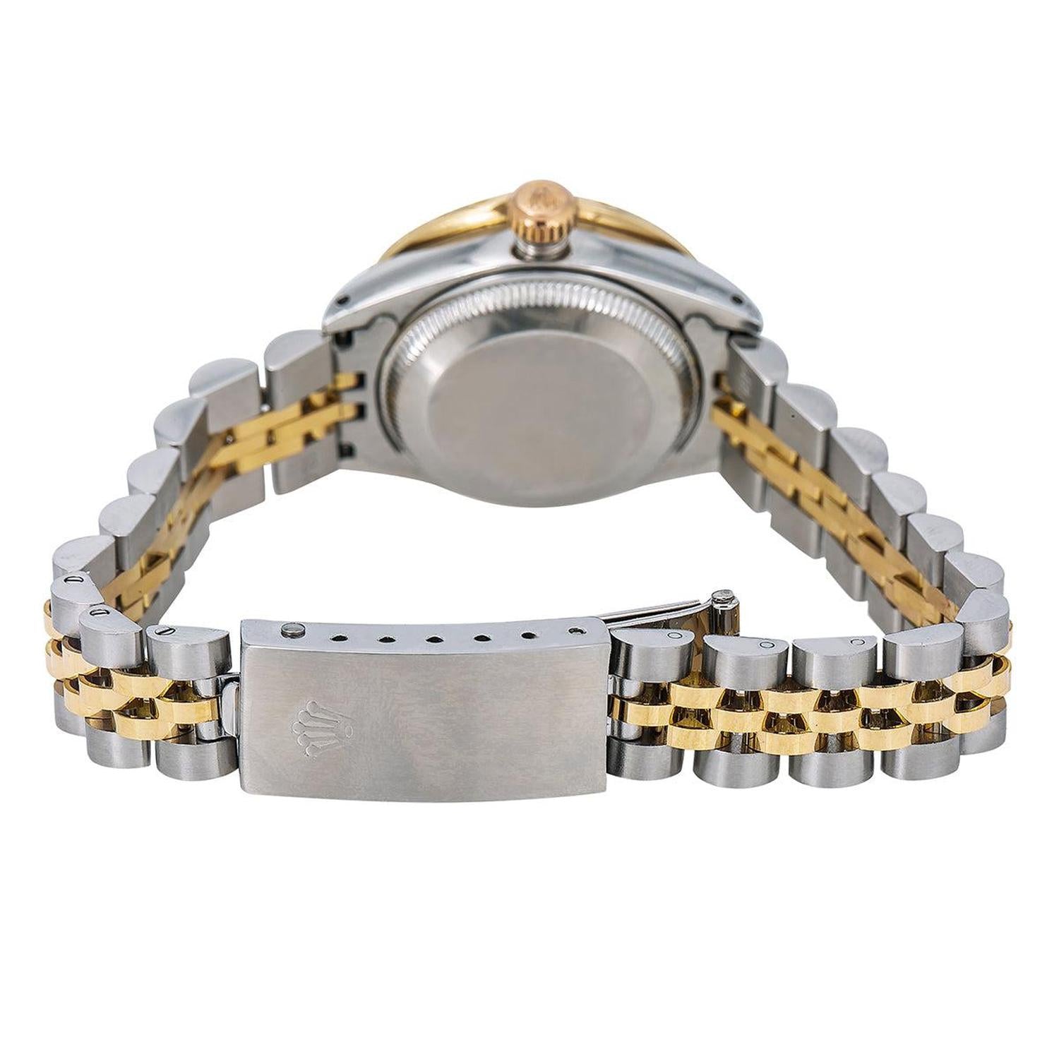Rolex Datejust 26MM 69173 Diamond Paved Roman Dial Diamond Bezel Two Tone Yellow Gold Jubilee Bracelet