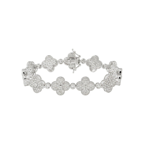 10K GOLD ROUND DIAMONDS CLOVER BRACELET 8.99 CT