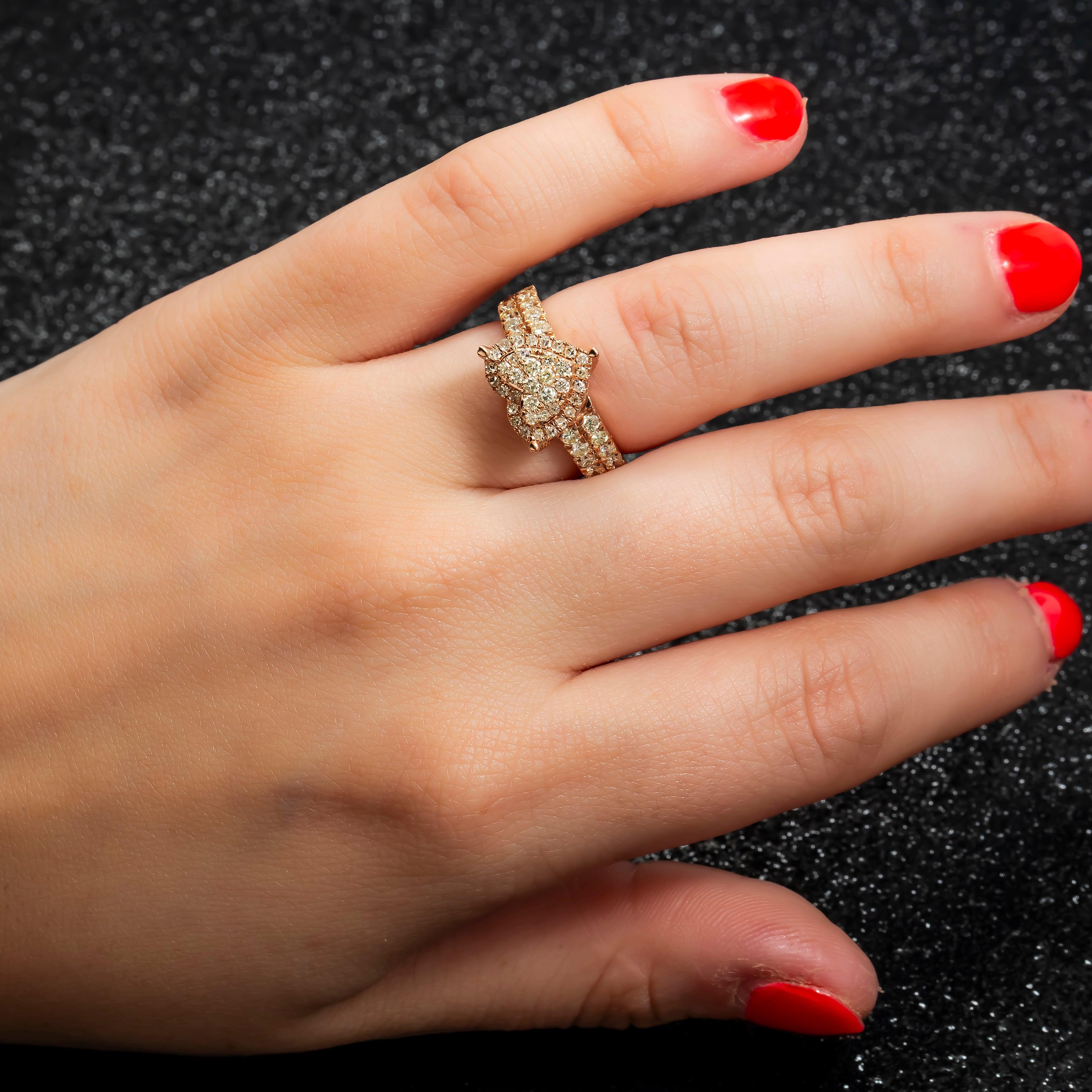 14K GOLD ROUND DIAMOND HEART RING 1.77 CT