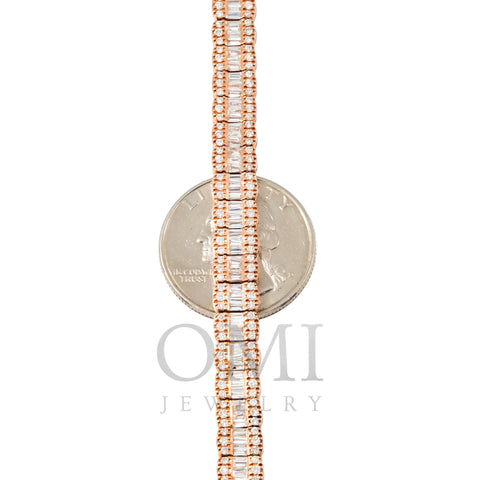 10K GOLD 5MM BAGUETTE AND ROUND DIAMOND CHAIN 14.28 CT
