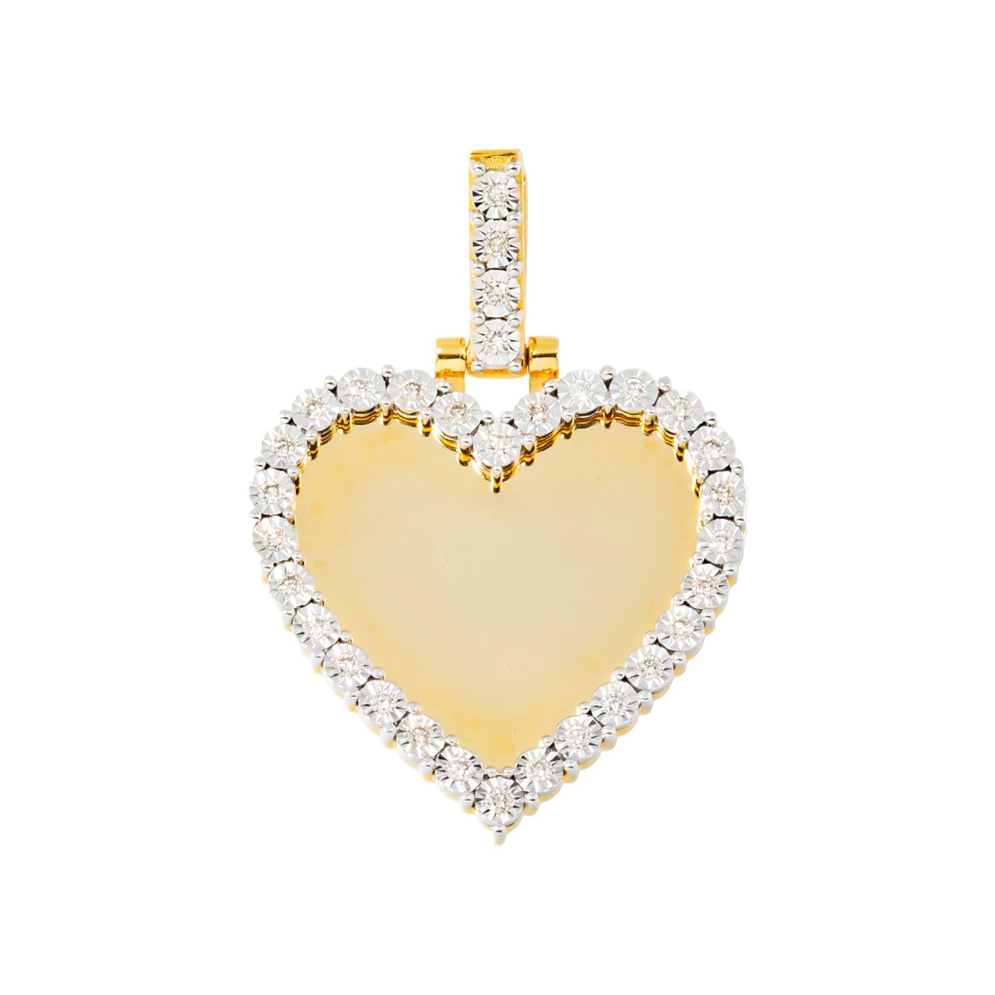 10K GOLD ROUND DIAMOND HEART PICTURE PENDANT 0.56 CT