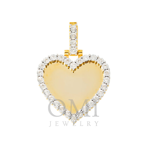 10K GOLD ROUND DIAMOND HEART PICTURE PENDANT 0.56 CT
