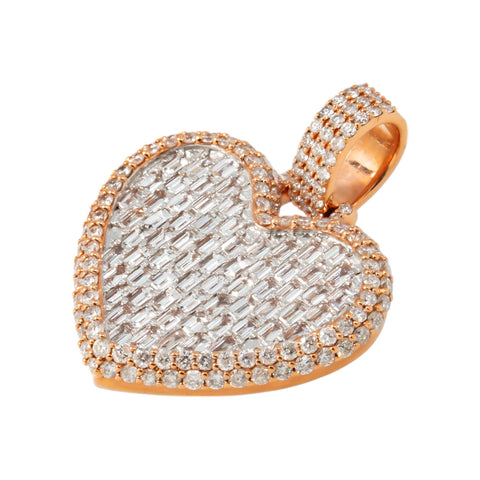 10K GOLD BAGUETTE DIAMOND HEART PENDANT 3.16 CT