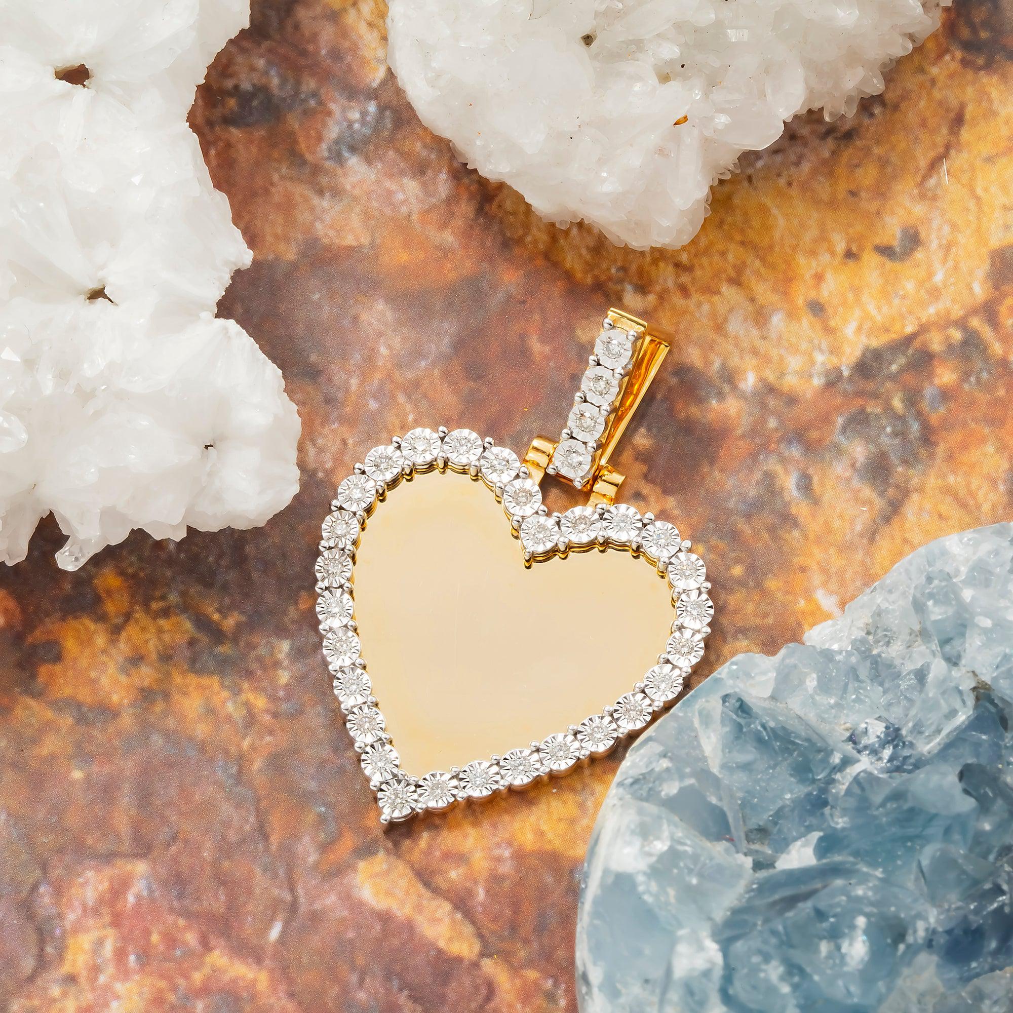 10K GOLD ROUND DIAMOND HEART PICTURE PENDANT 0.56 CT