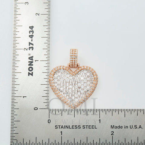 10K GOLD BAGUETTE DIAMOND HEART PENDANT 3.16 CT