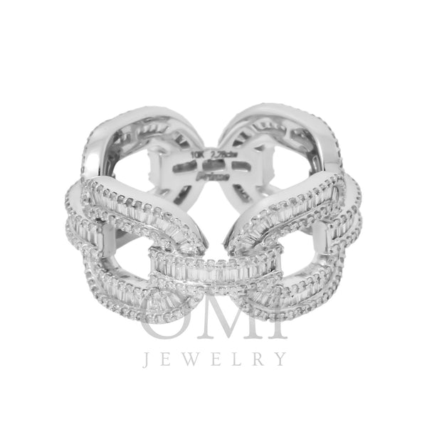 10K GOLD BAGUETTE AND ROUND DIAMOND MARINER LINK RING 2.28 CT