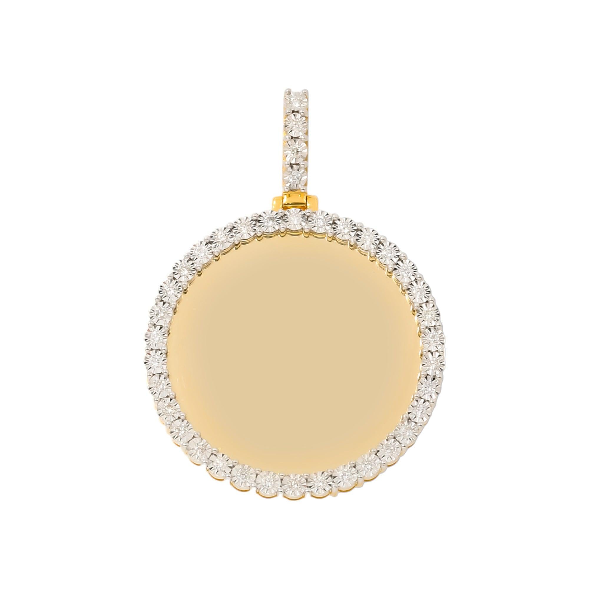 10K GOLD ROUND DIAMOND CIRCLE PICTURE PENDANT 0.96 CT