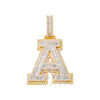 10K GOLD BAGUTTE AND ROUND DIAMOND INITIAL LETTER A PENDANT 2.96 CT