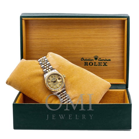 Rolex Datejust 69173 26MM Champagne Diamond Dial With Two Tone Jubilee Bracelet