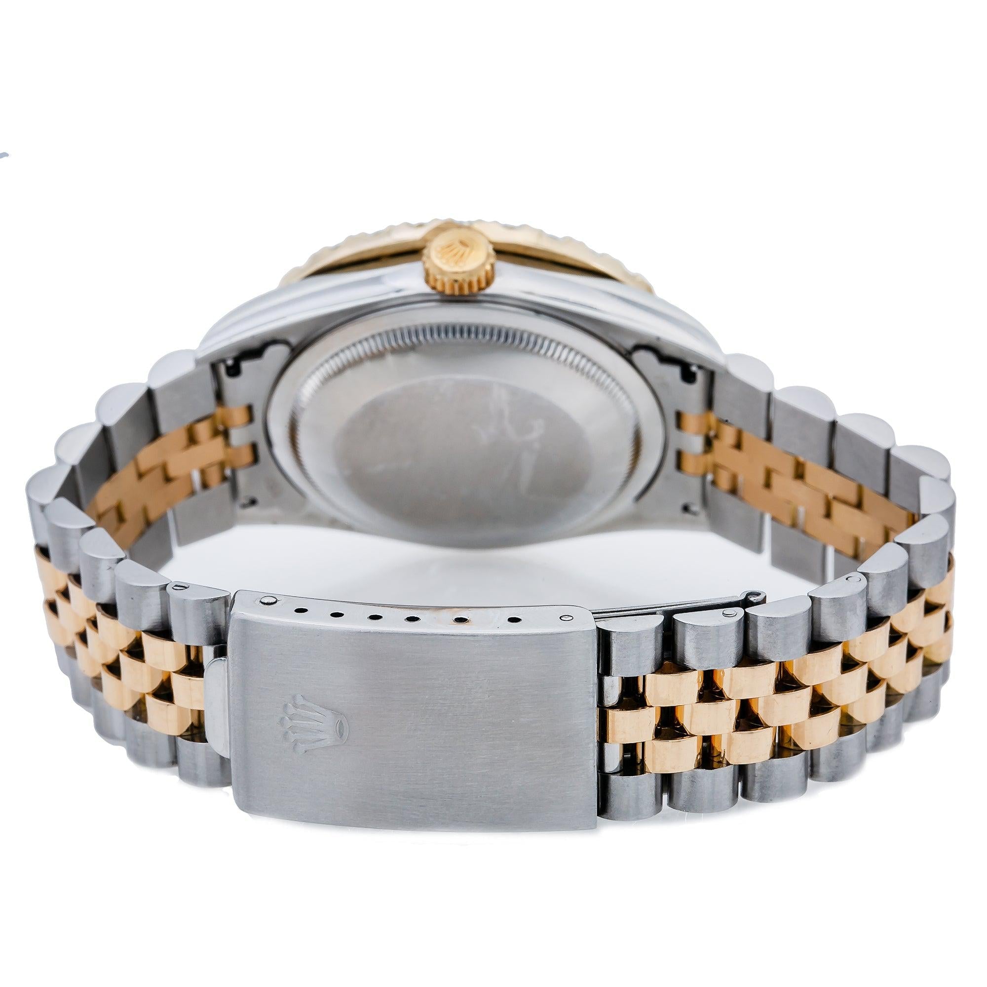 Rolex Datejust 36MM 16013 Blue Diamond Dial Diamond Bezel Two Tone Yellow Gold Jubilee Bracelet