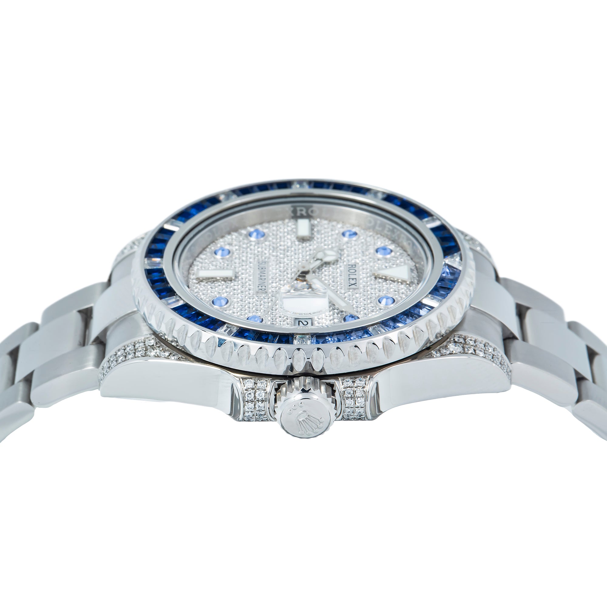 Rolex Submariner Date 116610LN 40MM Diamond Dial With Blue Sapphire Diamond Bezel And Lugs