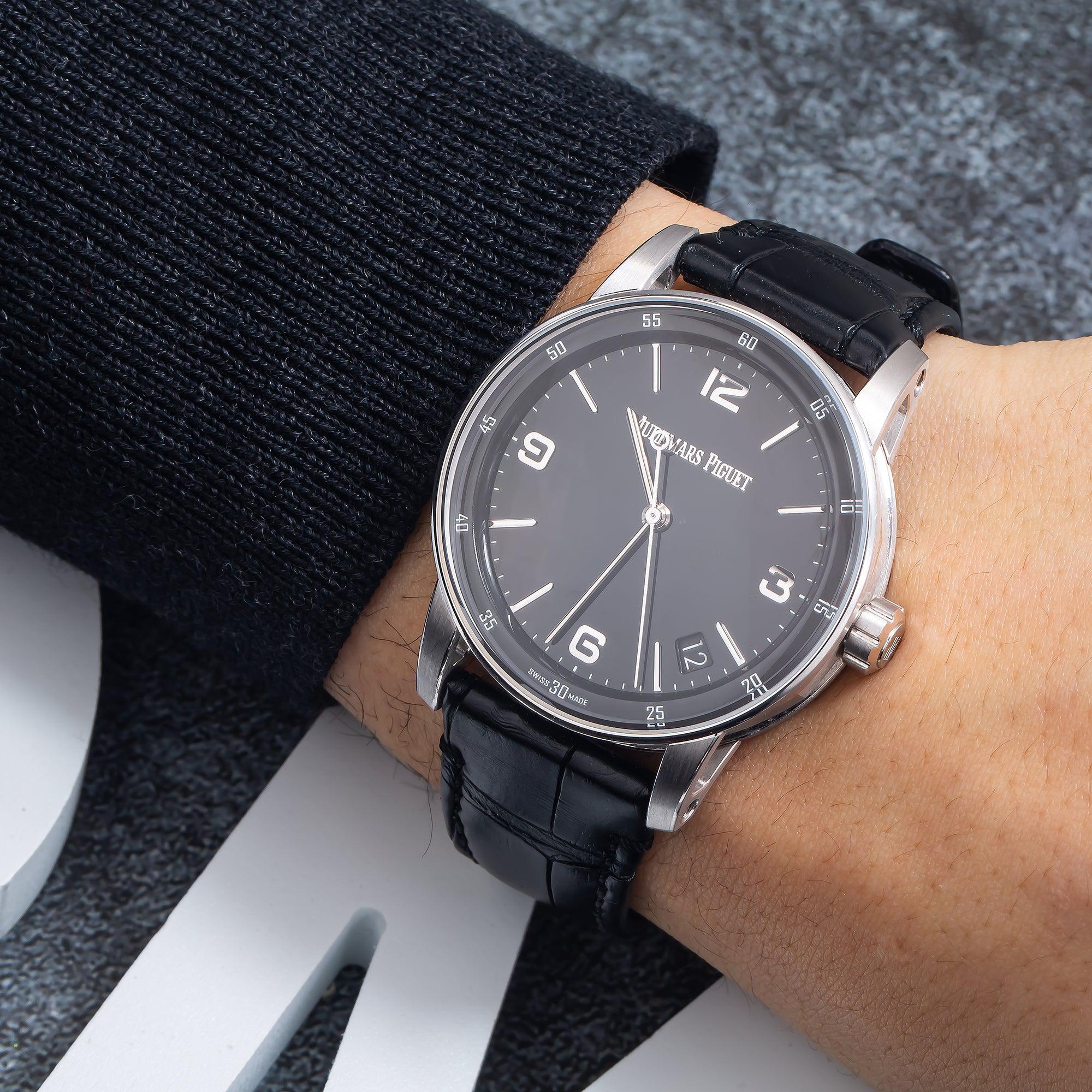 Audemars Piguet Code 11.59 41MM 15210BC.OO.A002CR.01 Black Dial White Gold Bezel Black Alligator Leather Strap