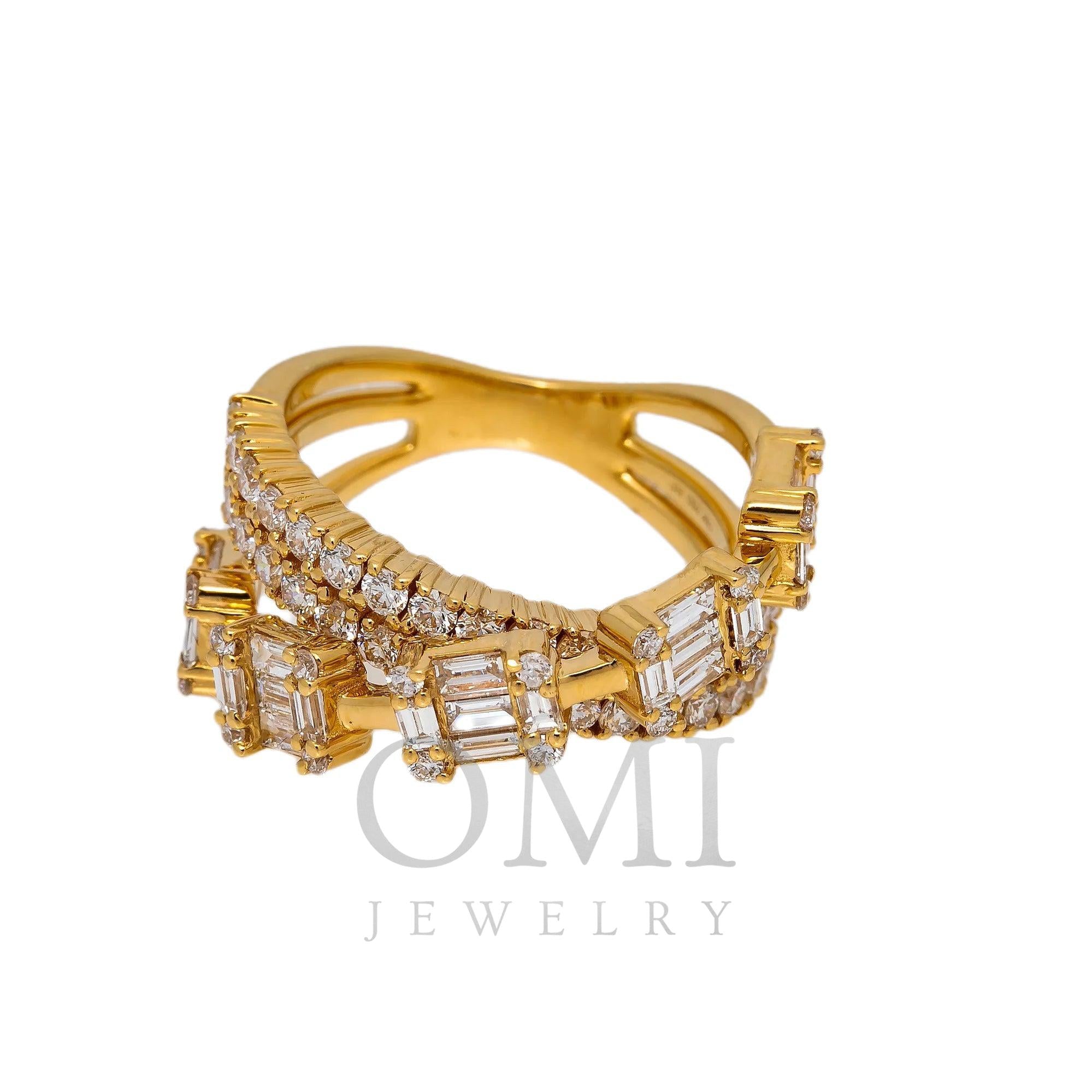 18K GOLD LADIES RING WITH BAGUETTE & ROUND DIAMONDS 2.97 CT