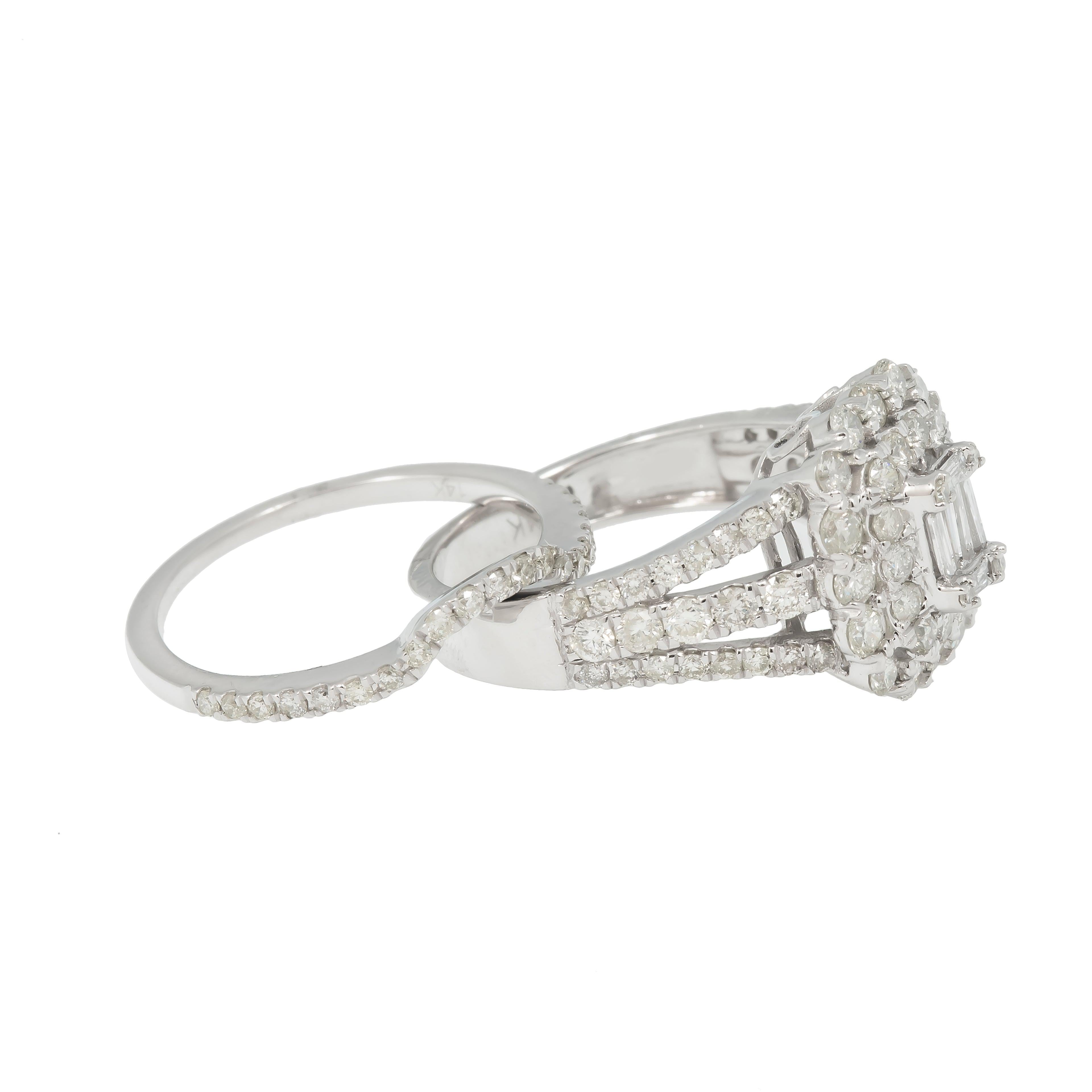 14K GOLD EMERALD DIAMOND CLUSTER BRIDAL SET 2.60 CTW