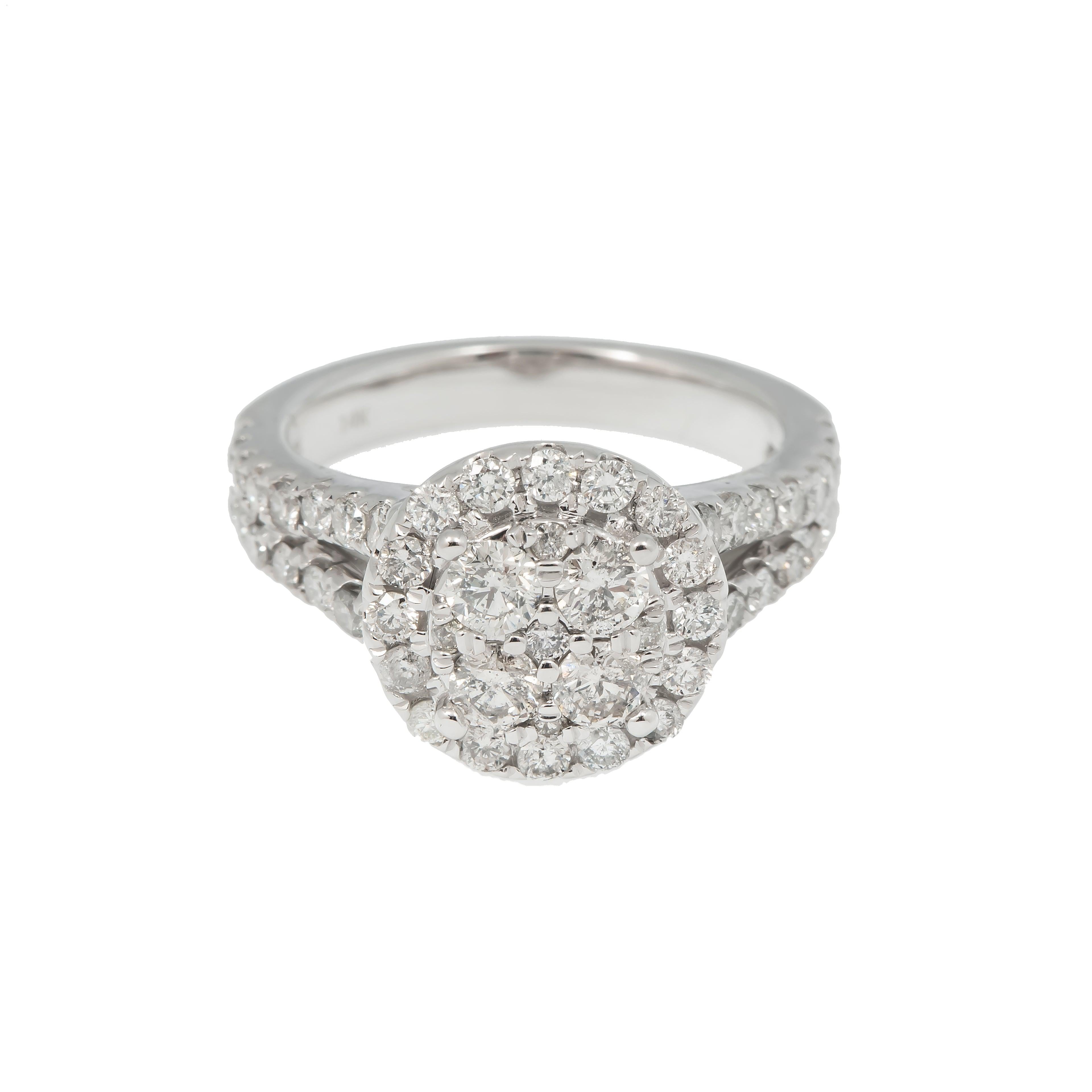 14K GOLD ROUND DIAMOND CLUSTER ENGAGEMENT RING 1.89 CT