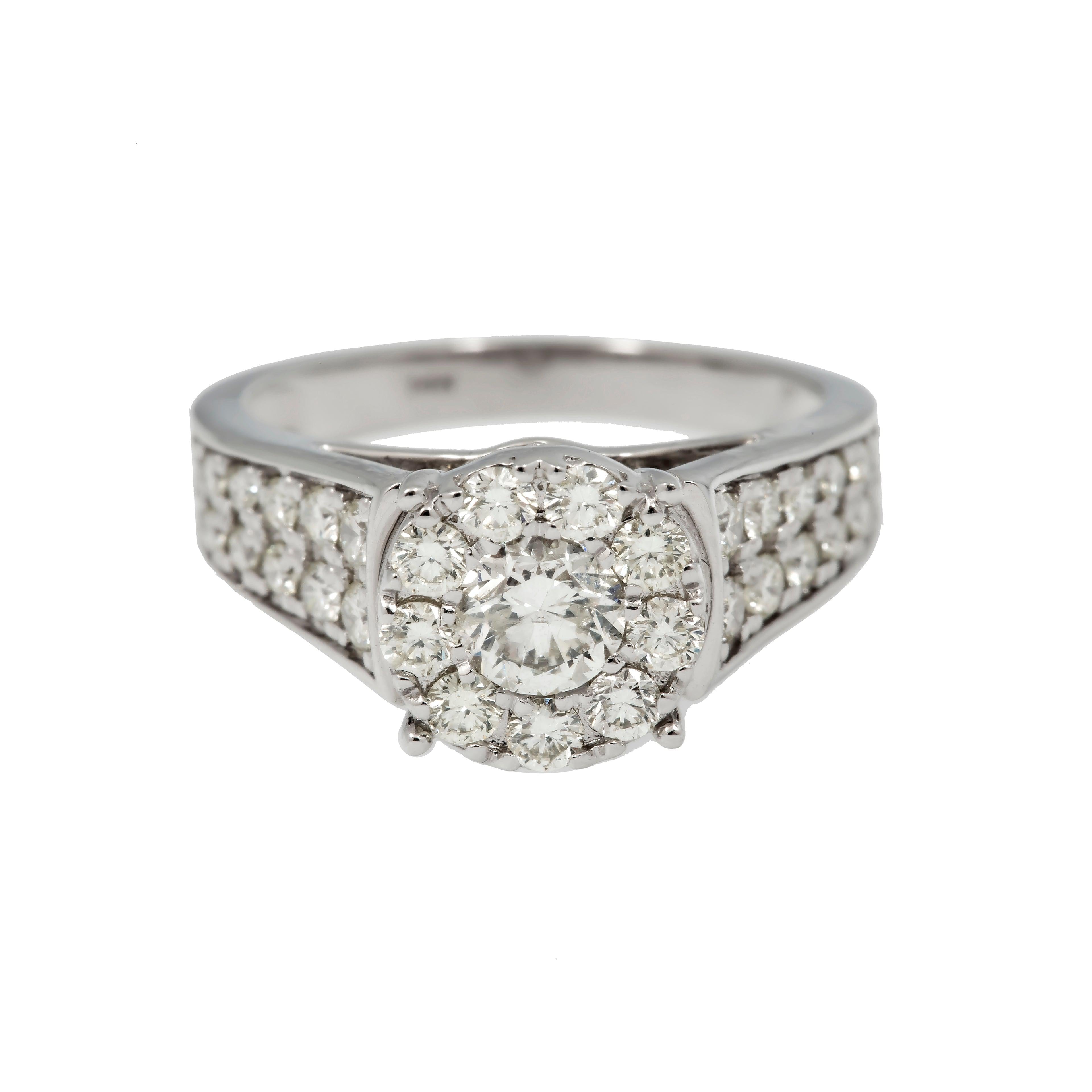14K GOLD ROUND DIAMOND DESIGNER ENGAGEMENT RING 1.58 CT