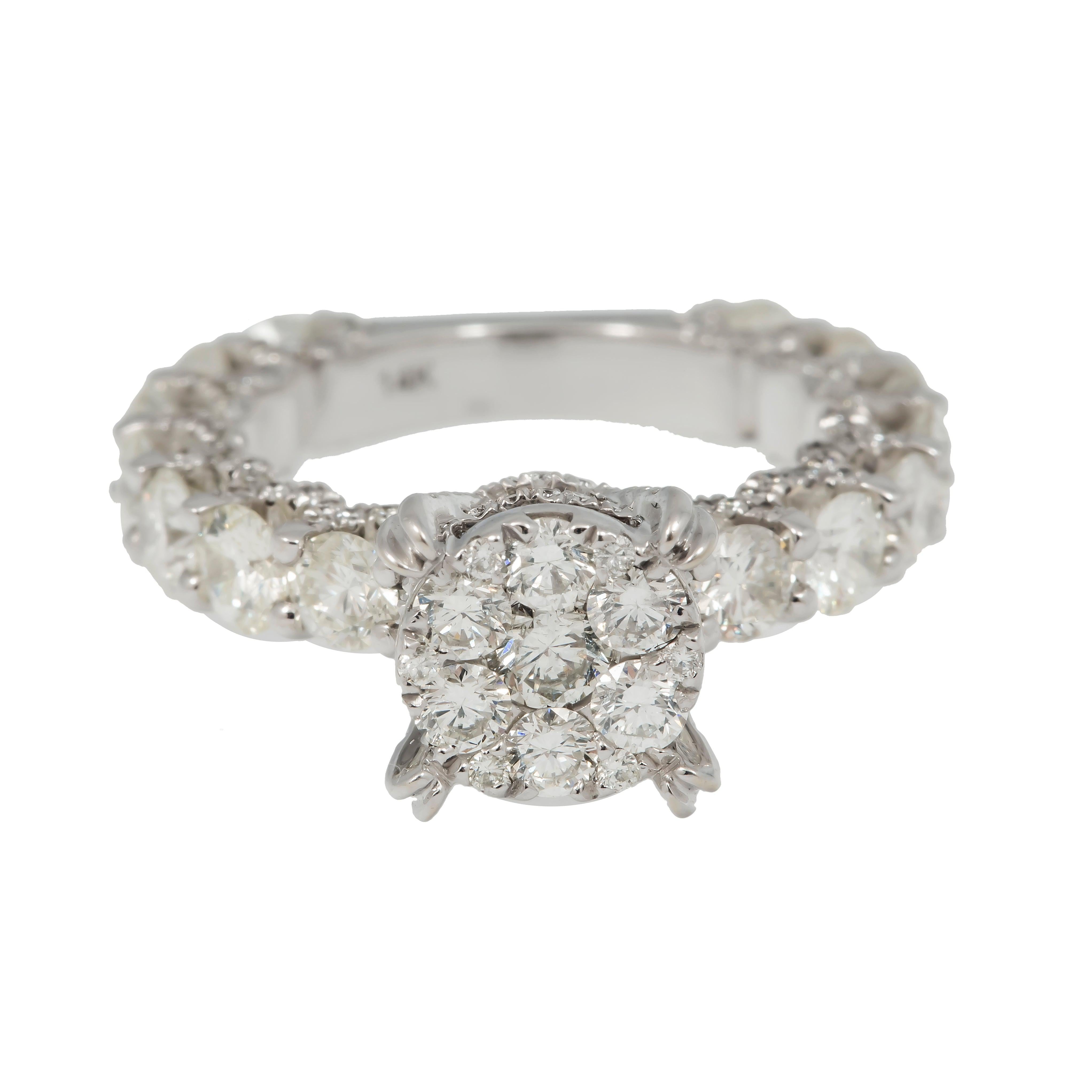 14K GOLD ROUND DIAMOND PAVE ILLUSION ENGAGEMENT RING 5.25 CT