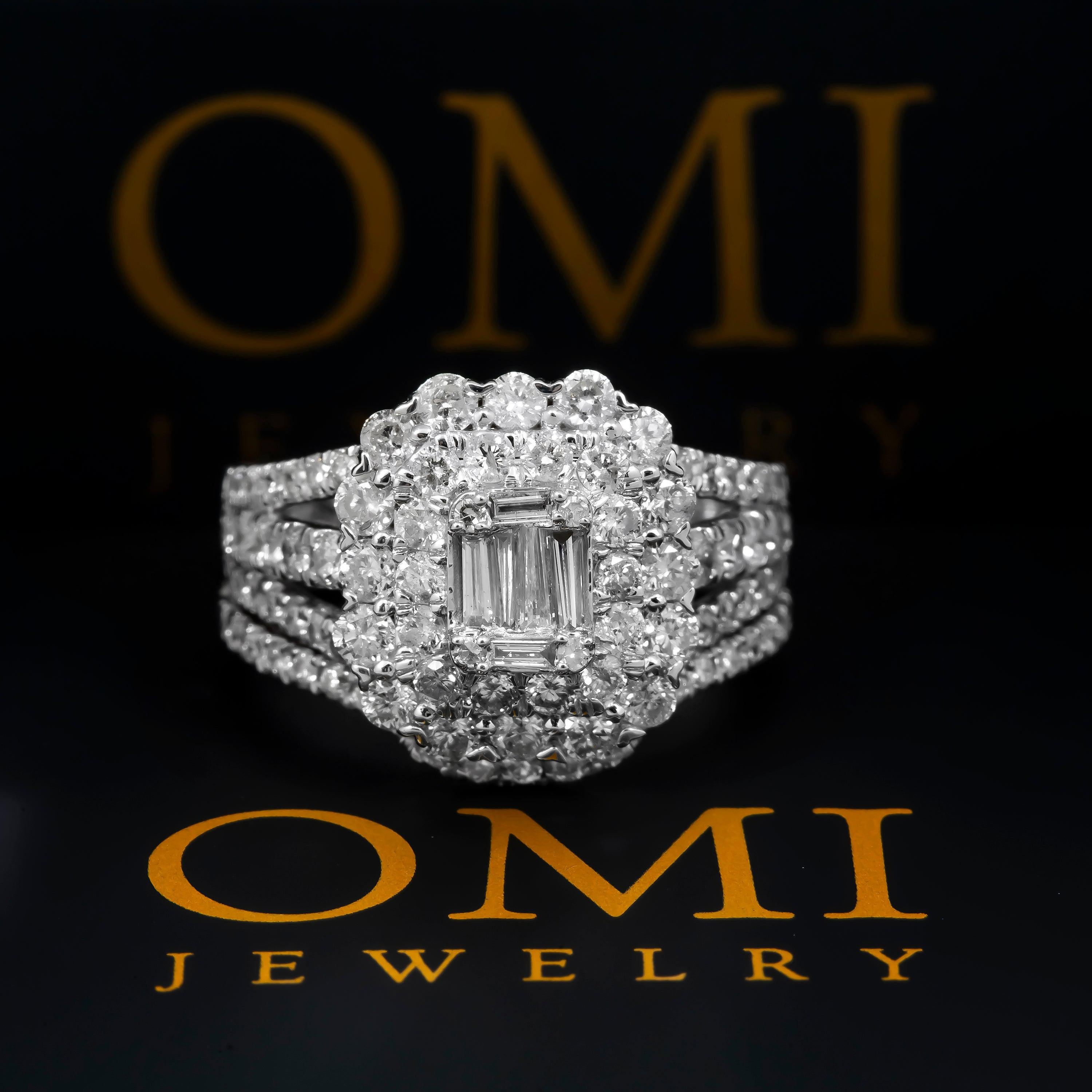 14K GOLD EMERALD DIAMOND CLUSTER BRIDAL SET 2.60 CTW