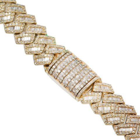 10K GOLD BAGUETTE DIAMOND 14MM CUBAN LINK CHAIN 22.48 CT