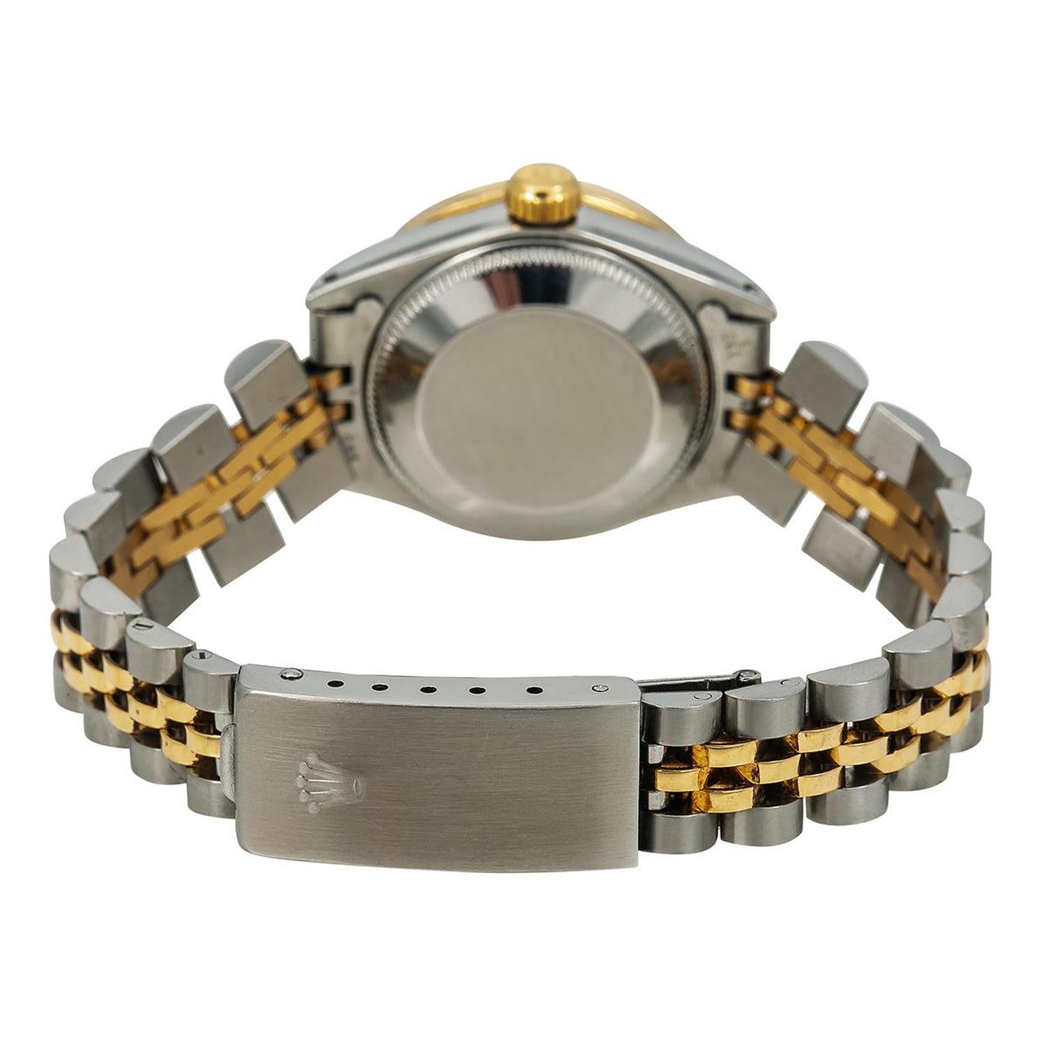 Rolex Datejust 26MM 69173 Champagne Diamond Dial Diamond Bezel Two Tone Yellow Gold Jubilee Bracelet 0.9ct