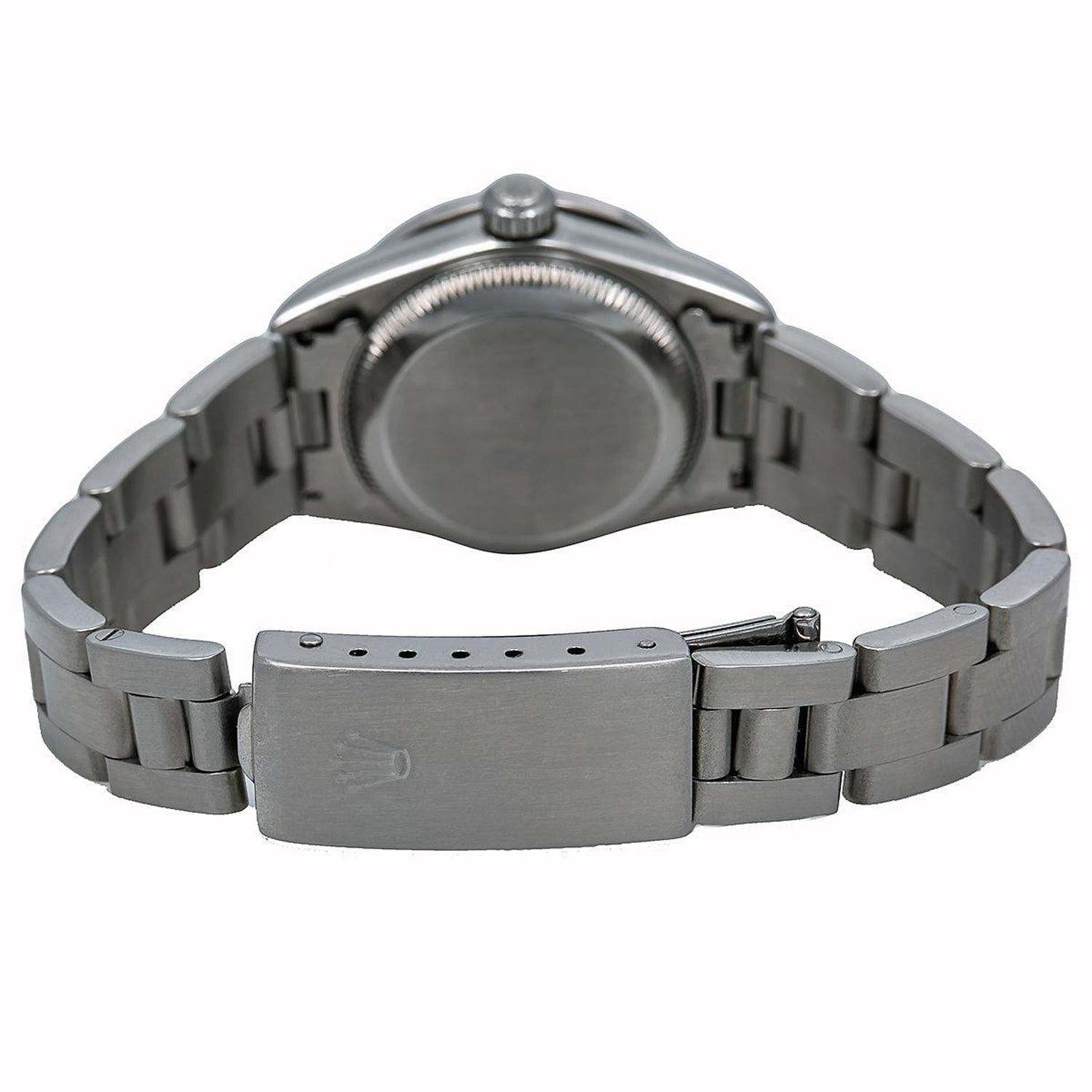 Rolex Oyster Perpetual 26MM 76080 Silver Diamond Dial Diamond Bezel Stainless Steel Oyster Bracelet 0.9ct