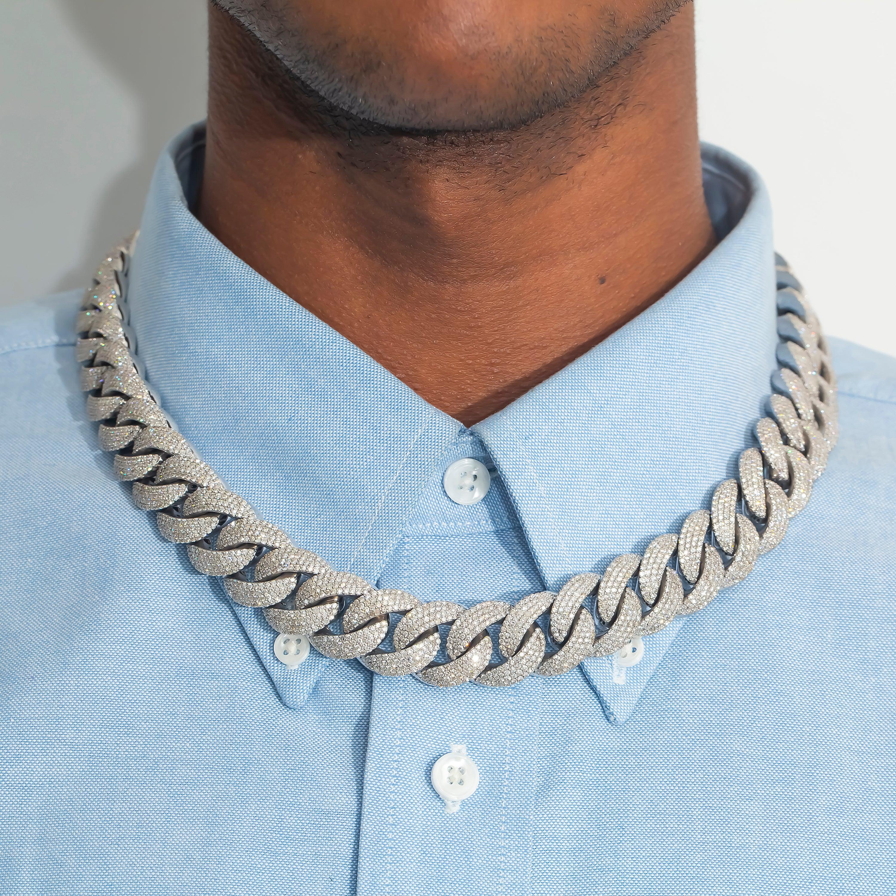 10K GOLD DIAMOND 20MM CUBAN LINK CHAIN 46.98 CT