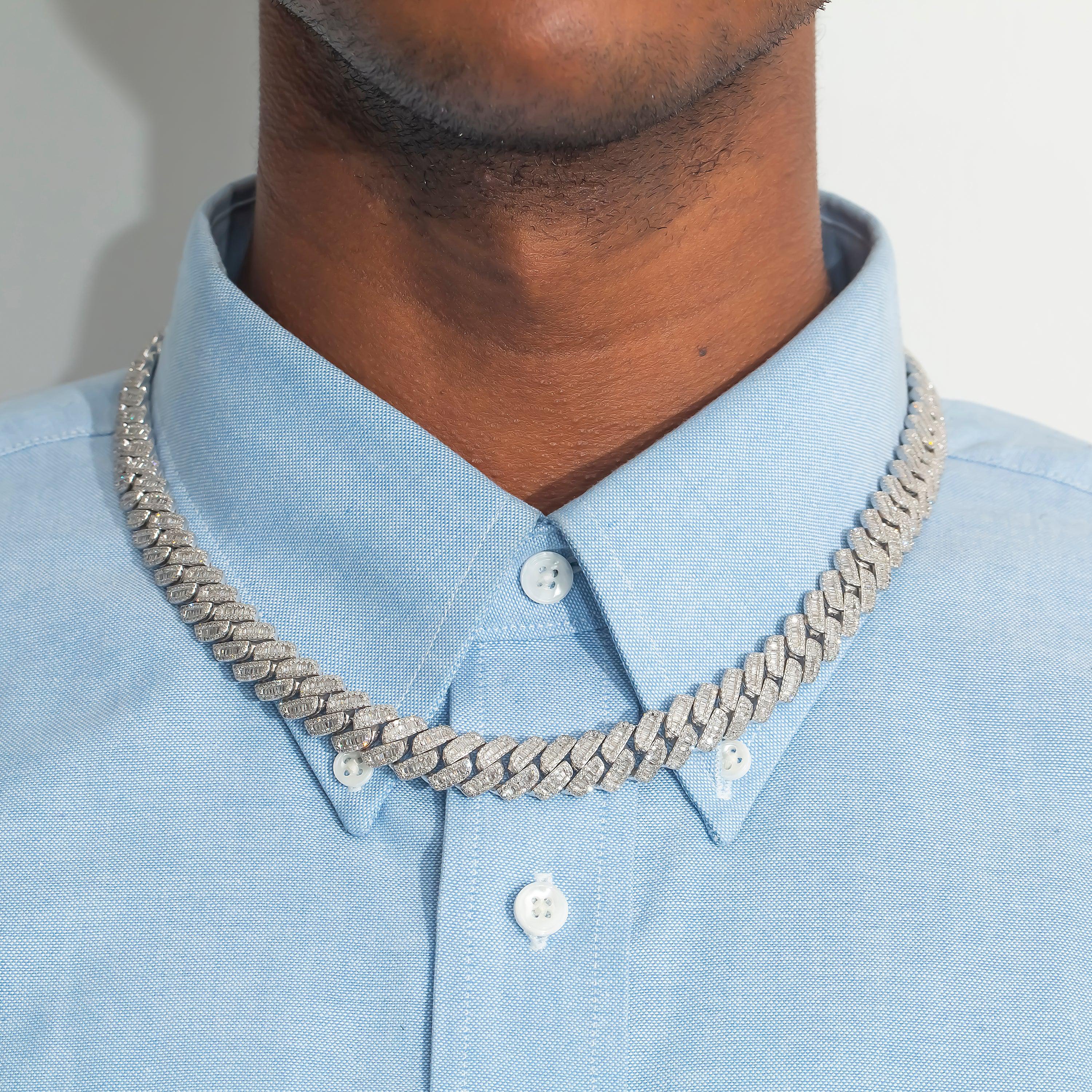10K GOLD BAGUETTE DIAMOND 12MM CUBAN LINK CHAIN 20.59 CT