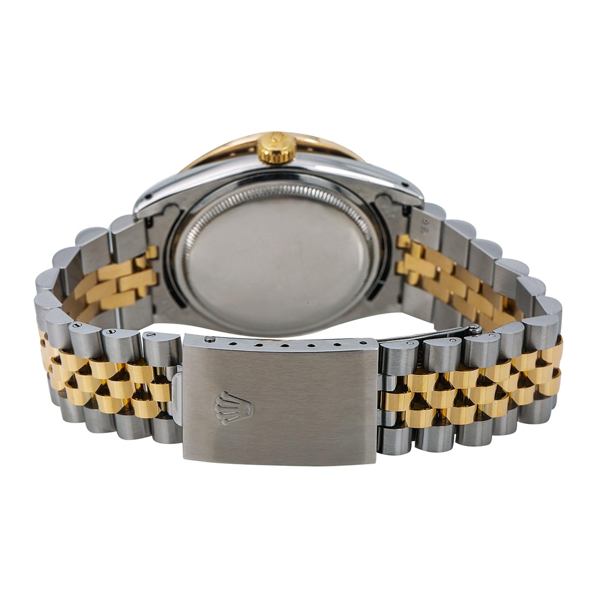 Rolex Datejust 36MM 16013 Red Diamond Dial Diamond Bezel Two Tone Yellow Gold Jubilee Bracelet 2.25ct