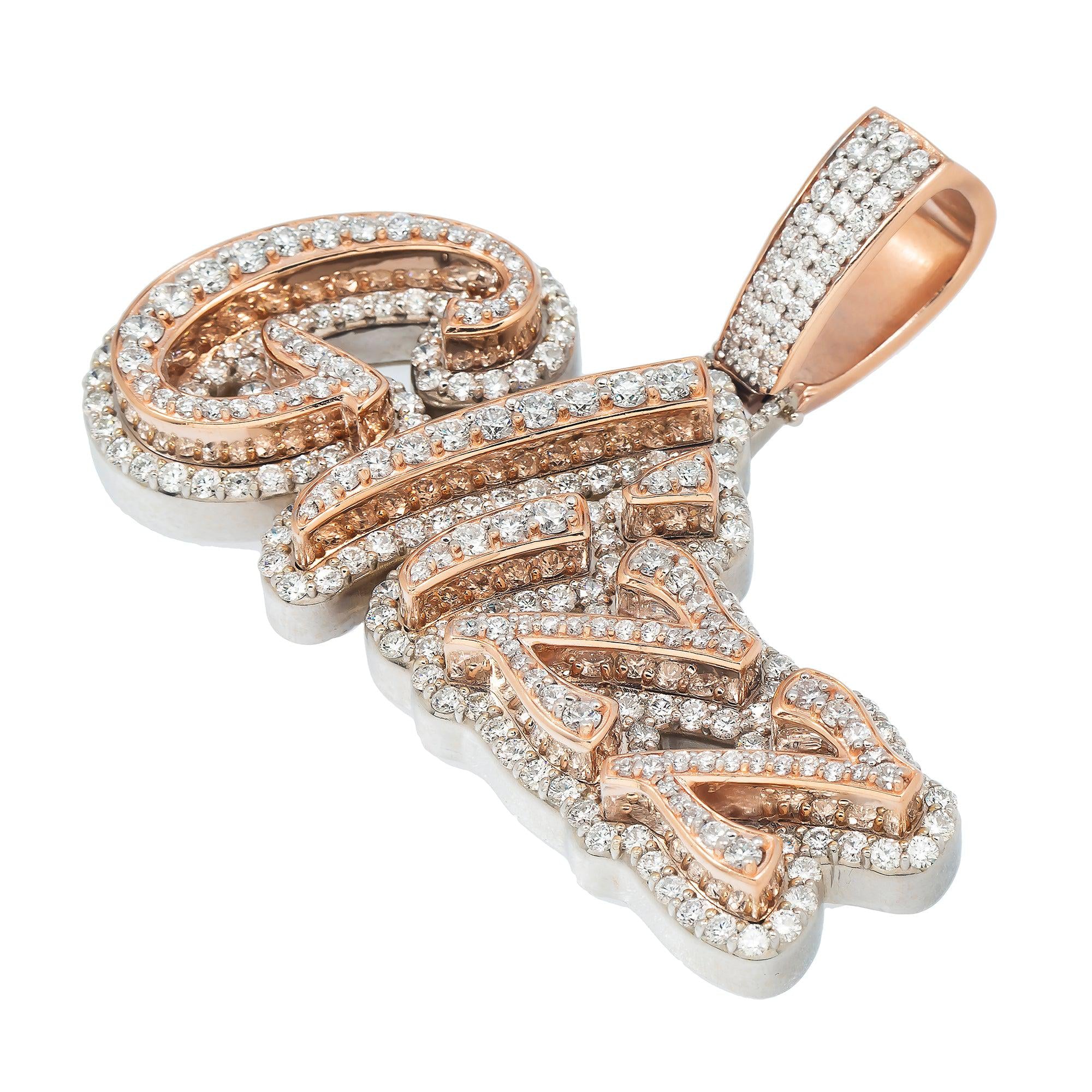 10K GOLD TWO-TONE DIAMOND GLIZZ CUSTOM PENDANT 18.92 CT