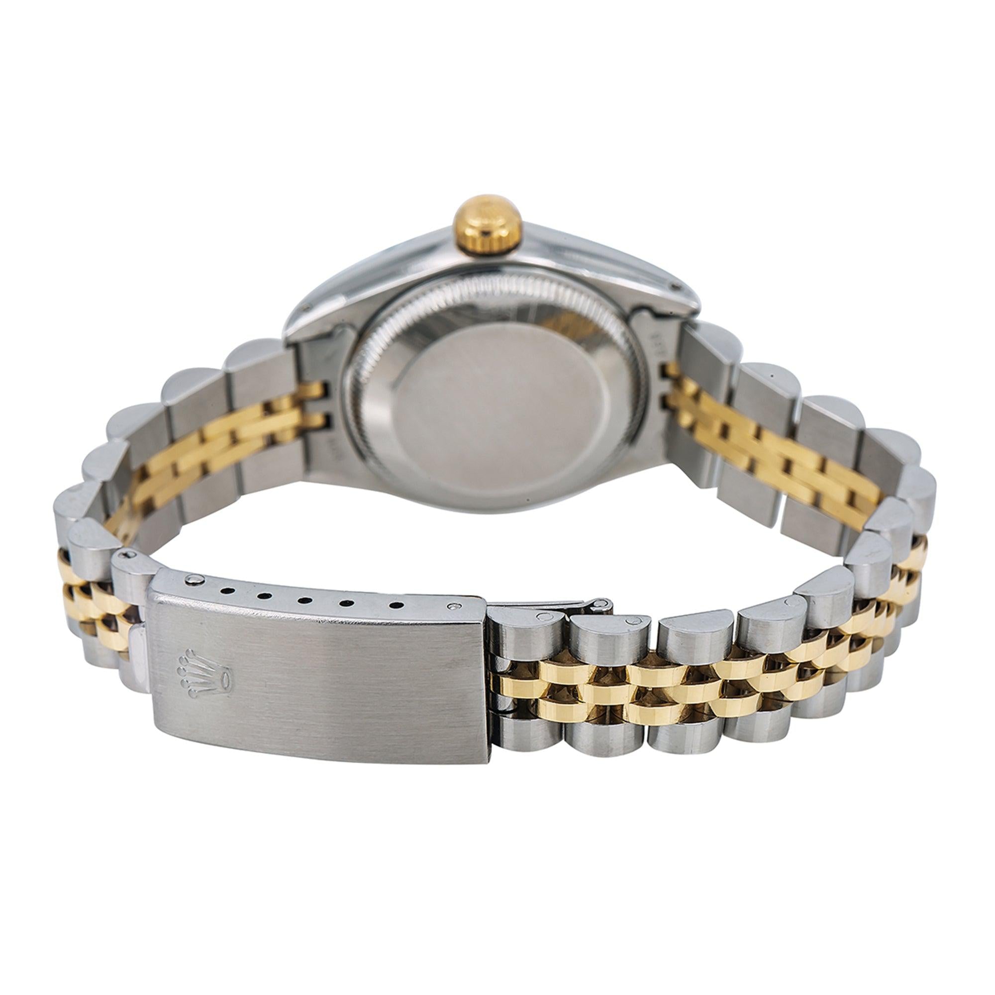Rolex Datejust 26MM 69173 Blue Diamond Dial Yellow Gold Fluted Bezel Two Tone Jubilee Bracelet