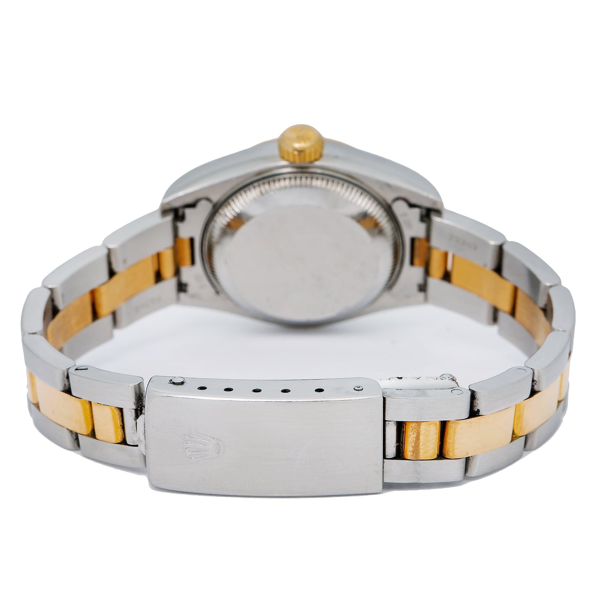 Rolex Datejust 26MM 6917 White Diamond Dial Fluted Bezel Two Tone Yellow Gold Oyster Bracelet
