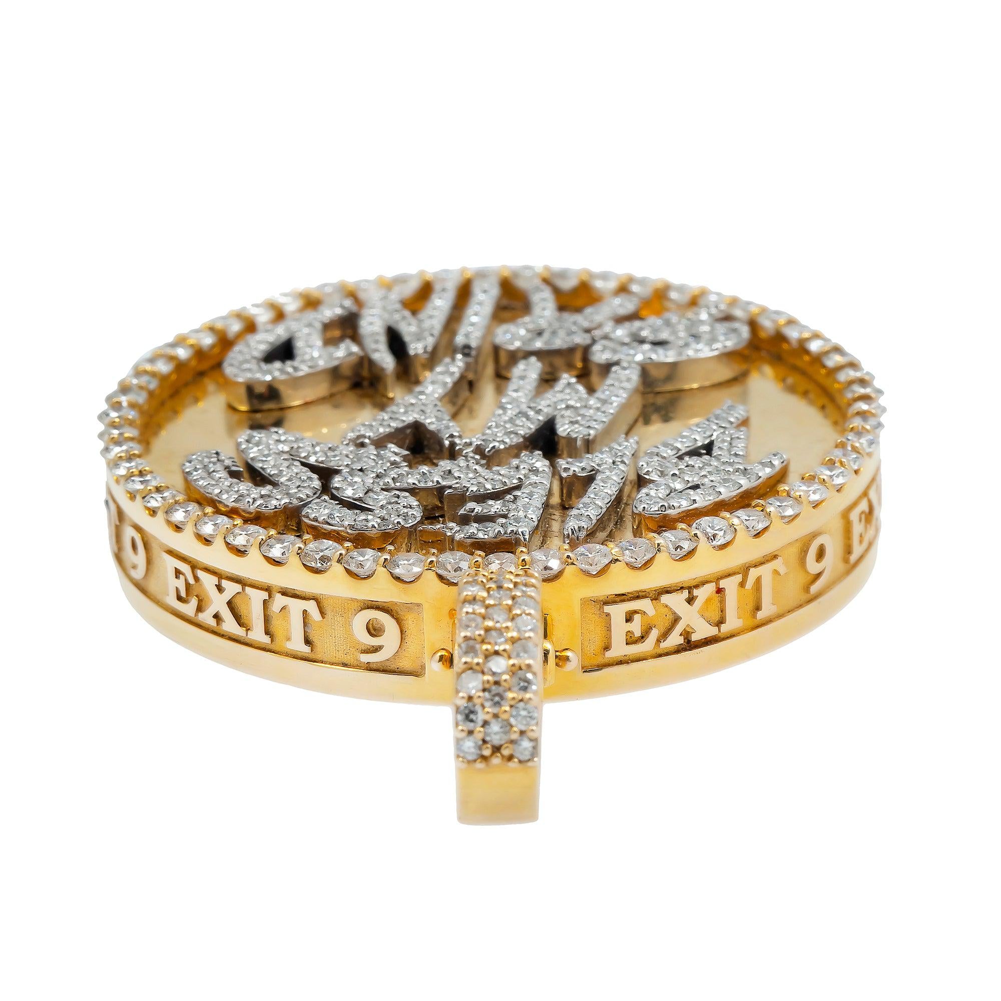 14K GOLD DIAMOND BLESS MY GRIND CUSTOM PENDANT 6.50 CT