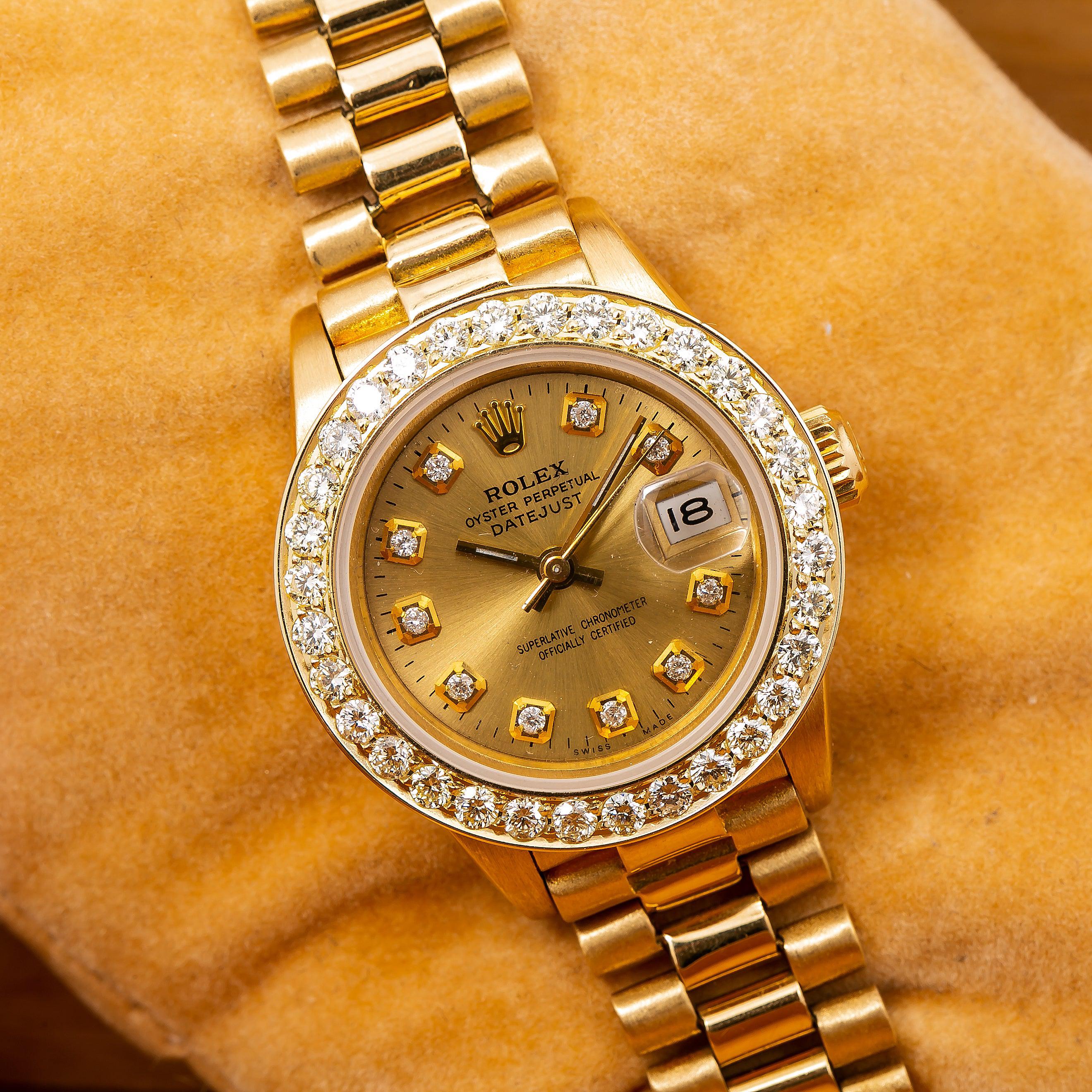 Buy Rolex Datejust 26MM 69178 Champagne Diamond Dial Diamond Bezel
